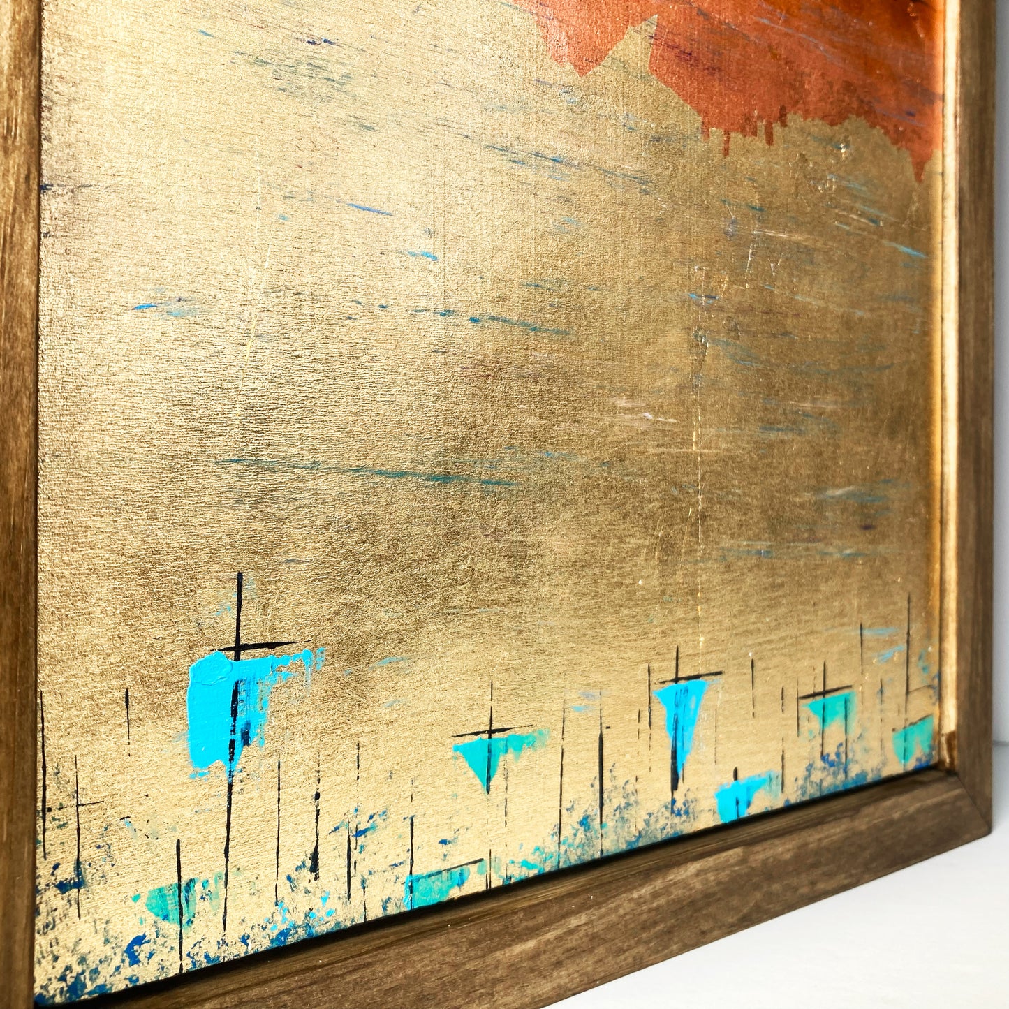 Between Two Shores. 9x12" Wood Panel in handmade frame