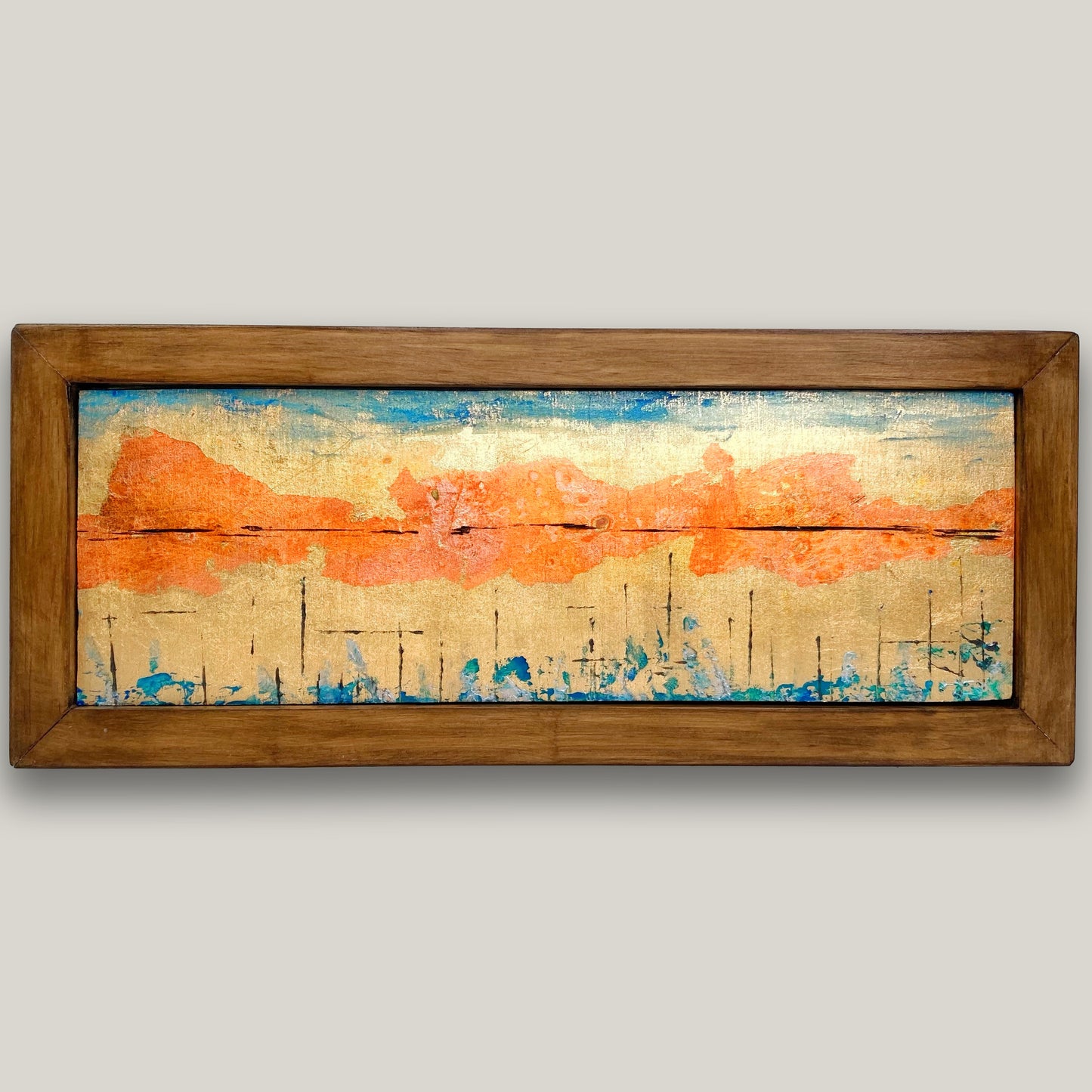 Horizon Line 4x12" Wood Panel in handmade frame