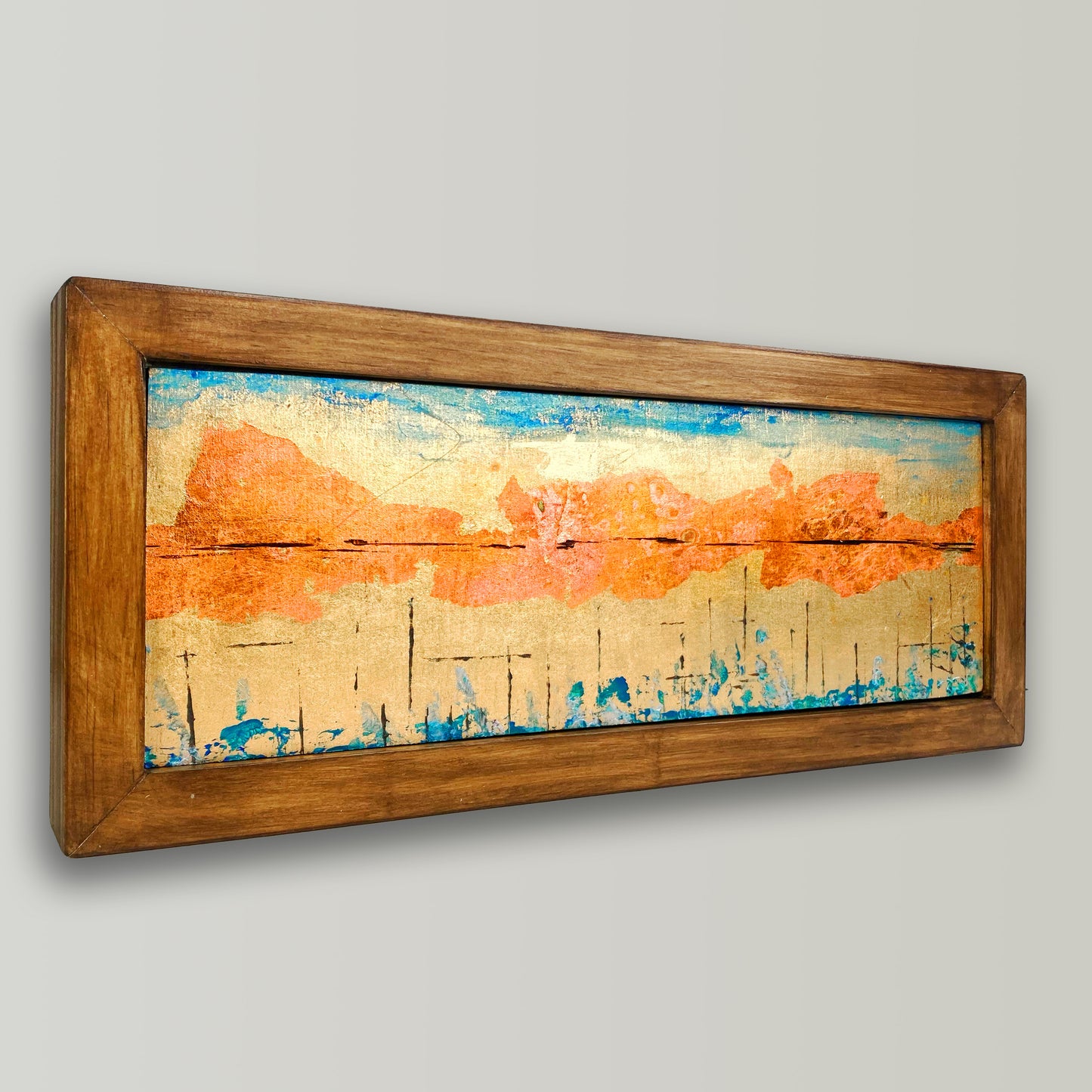Horizon Line 4x12" Wood Panel in handmade frame