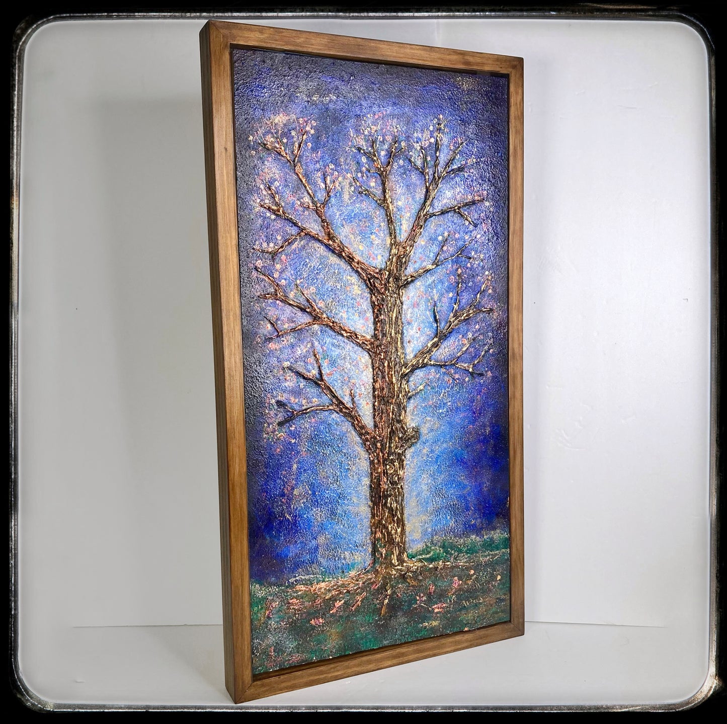 The Guardian. 12x24" Wood Panel in handmade frame