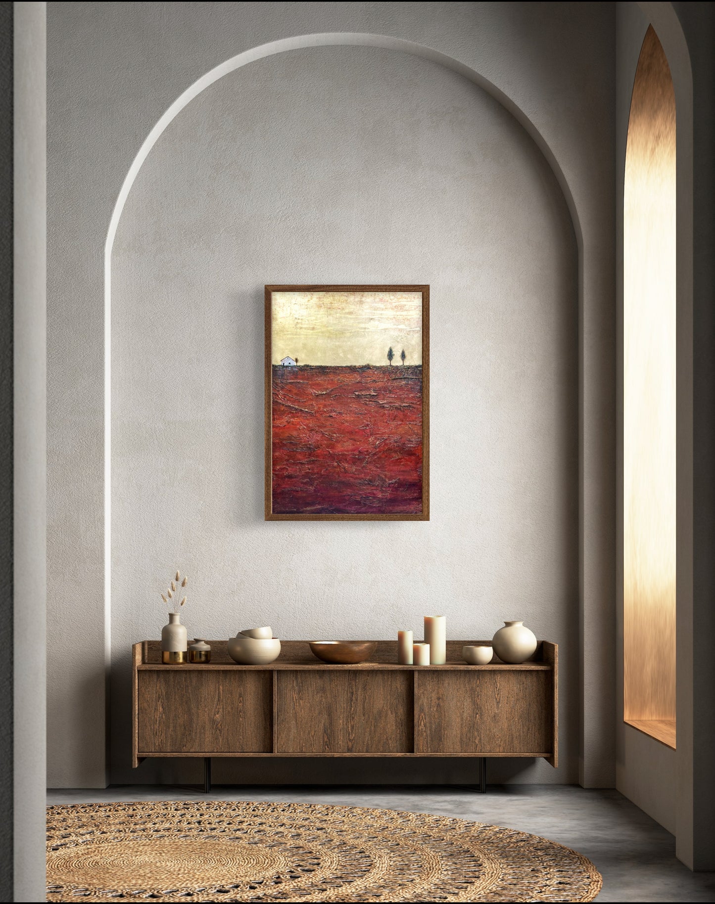Beneath Our Brief Tread, 24x36" Wood Panel in handmade frame