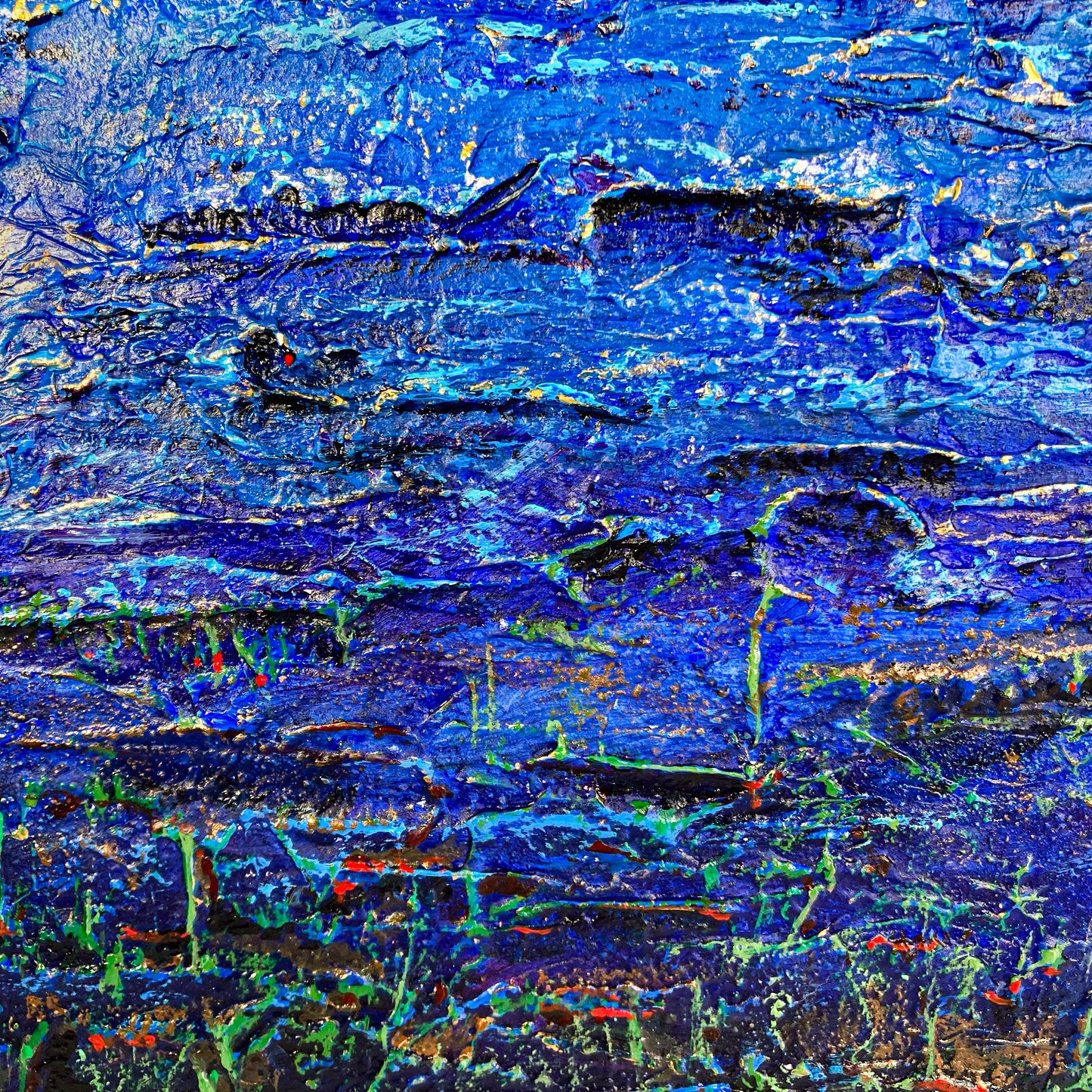 Beneath and Beyond 24x36" Wood Panel in handmade frame