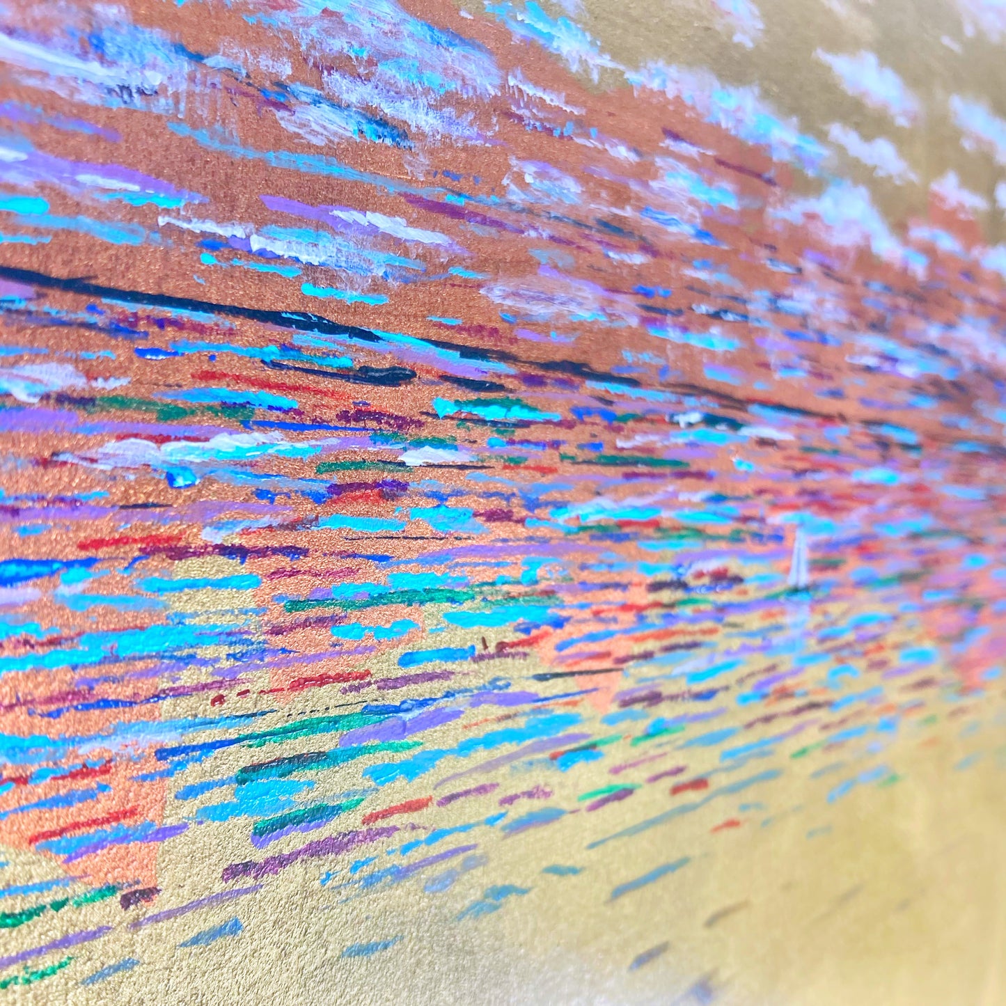 Between States. 12x24" Wood Panel in handmade frame