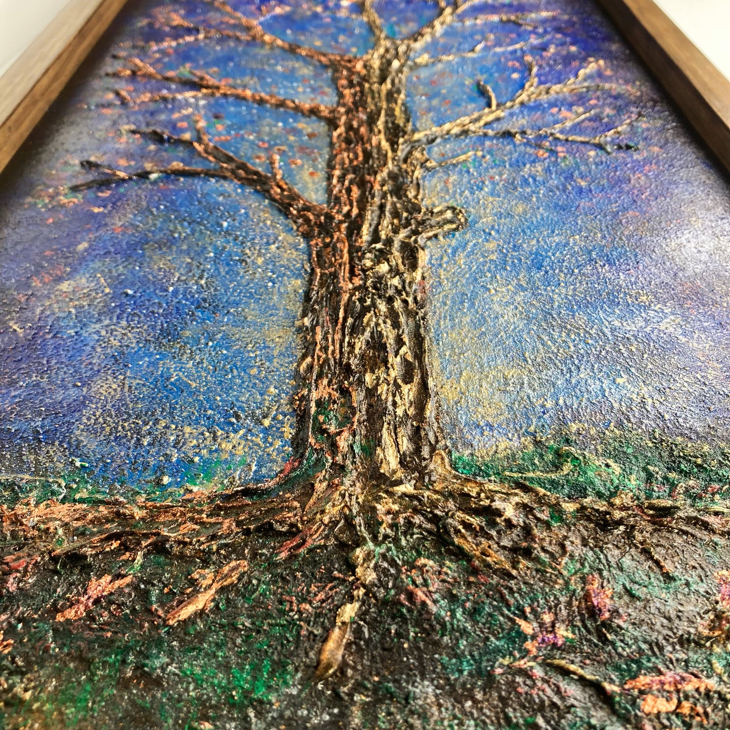 The Guardian. 12x24" Wood Panel in handmade frame