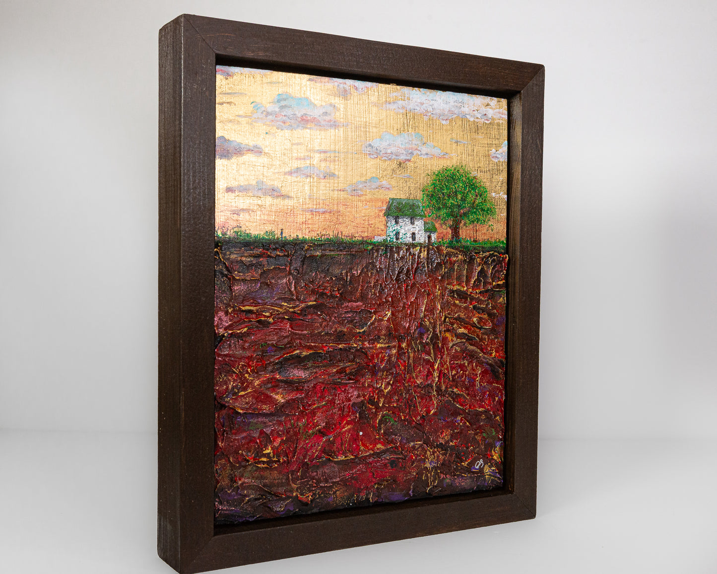 The House That Waits, 8x10" Wood Panel in handmade frame