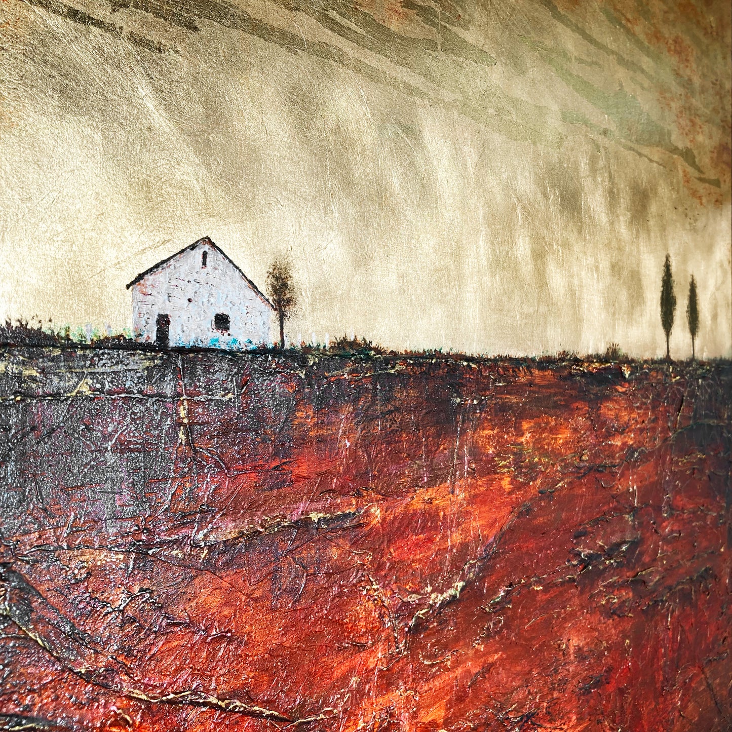 Beneath Our Brief Tread, 24x36" Wood Panel in handmade frame