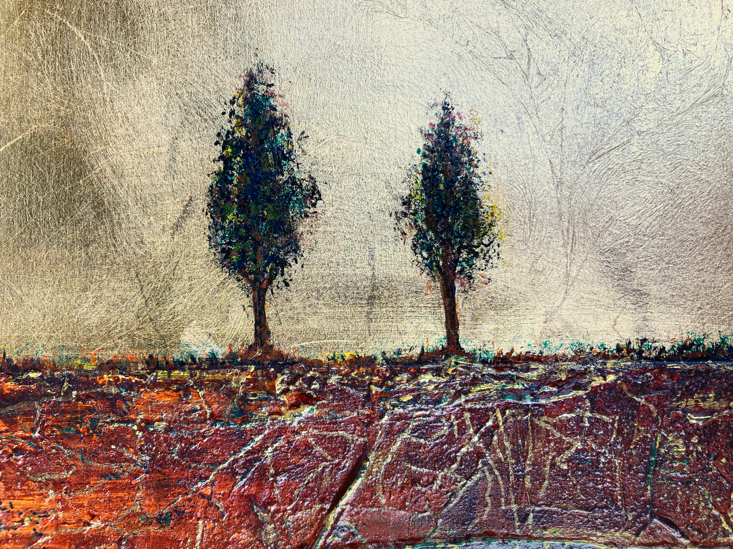 Beneath Our Brief Tread, 24x36" Wood Panel in handmade frame
