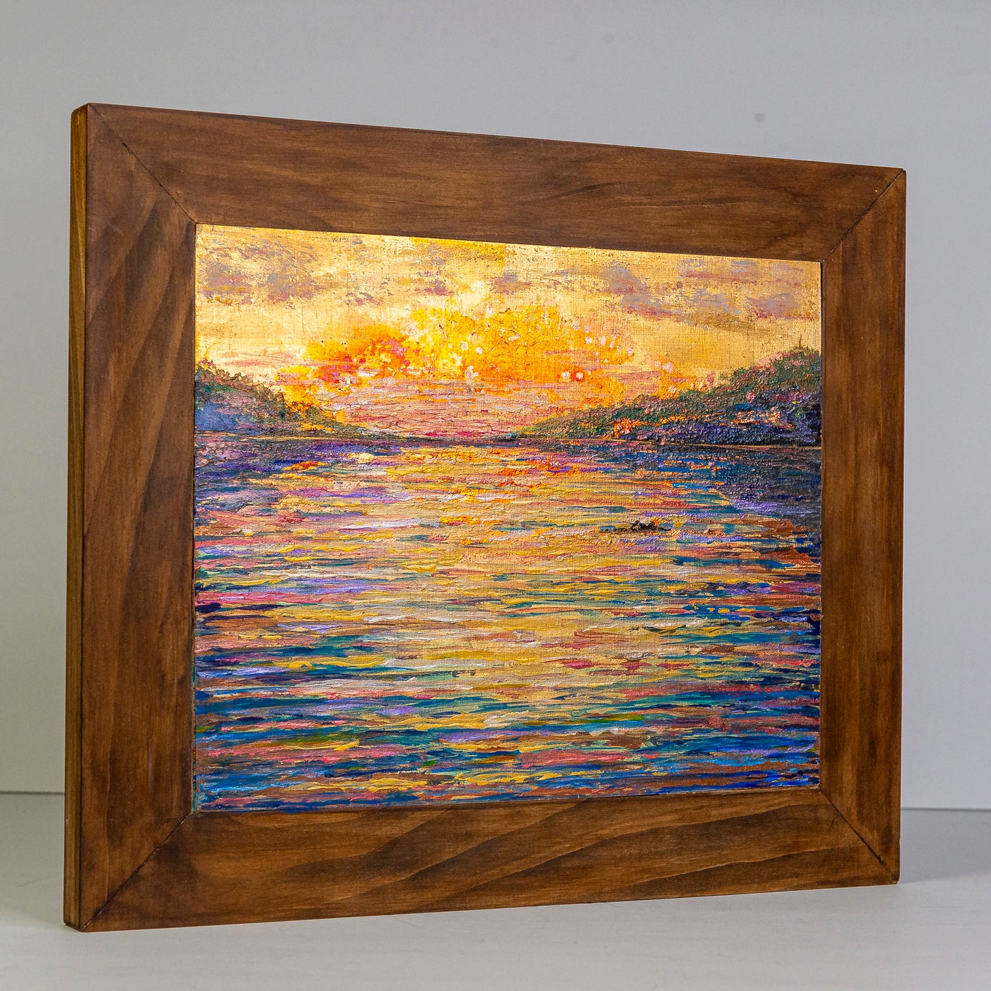 Night Swimming, 8x10" Wood Panel in handmade frame