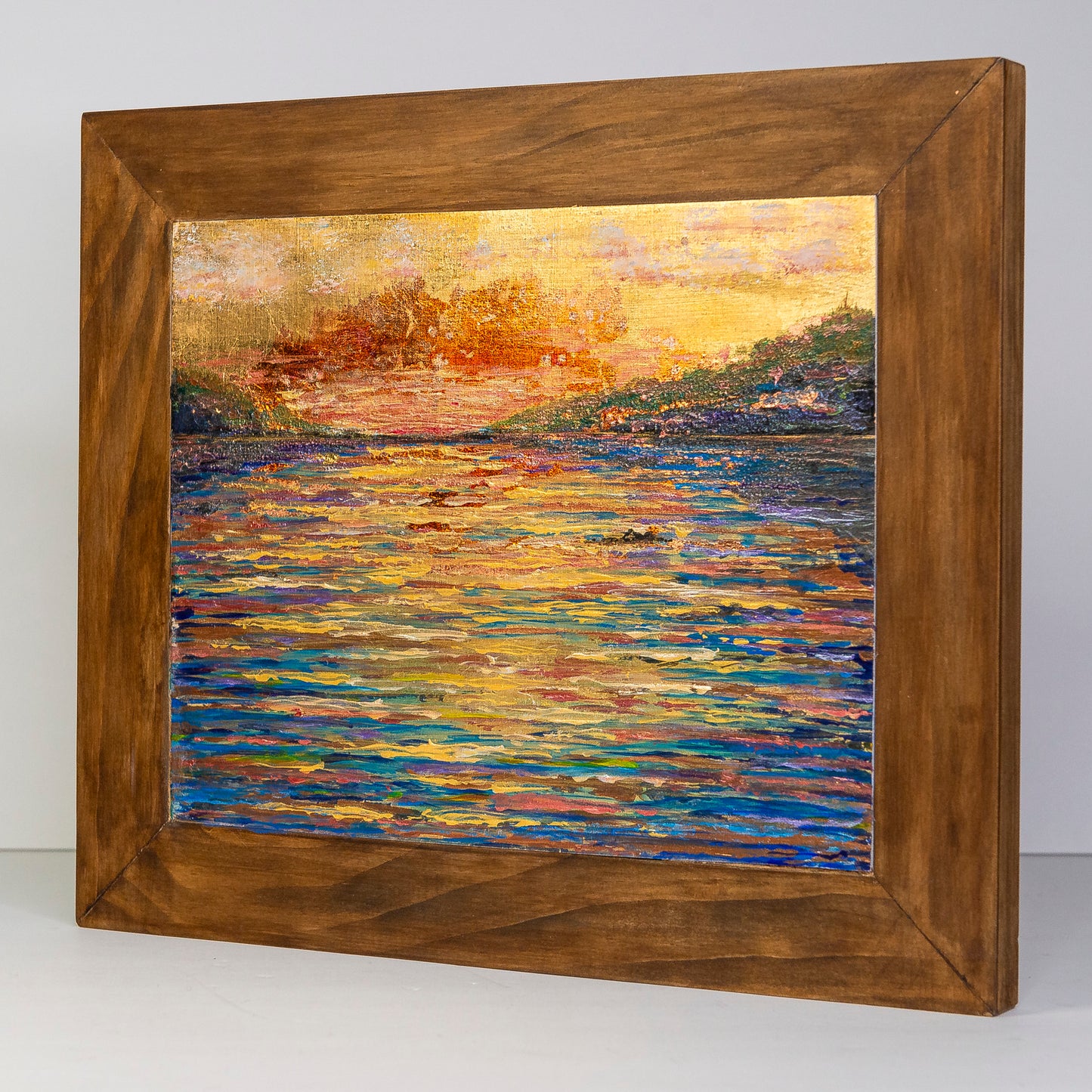 Night Swimming, 8x10" Wood Panel in handmade frame