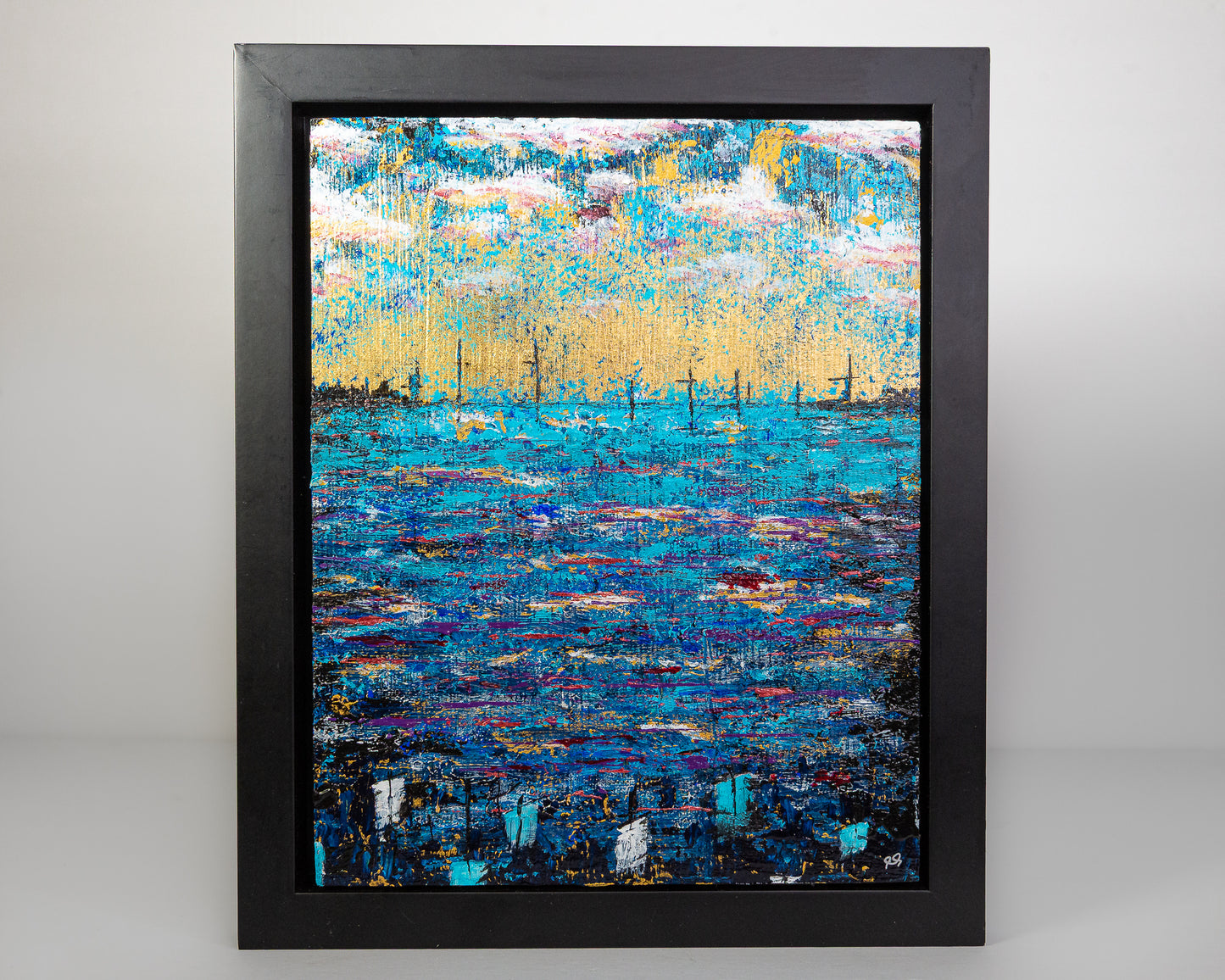 Fractured Light, 8x10" Wood Panel in handmade frame