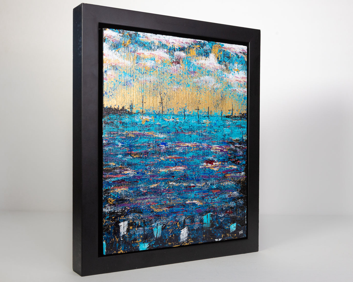 Fractured Light, 8x10" Wood Panel in handmade frame