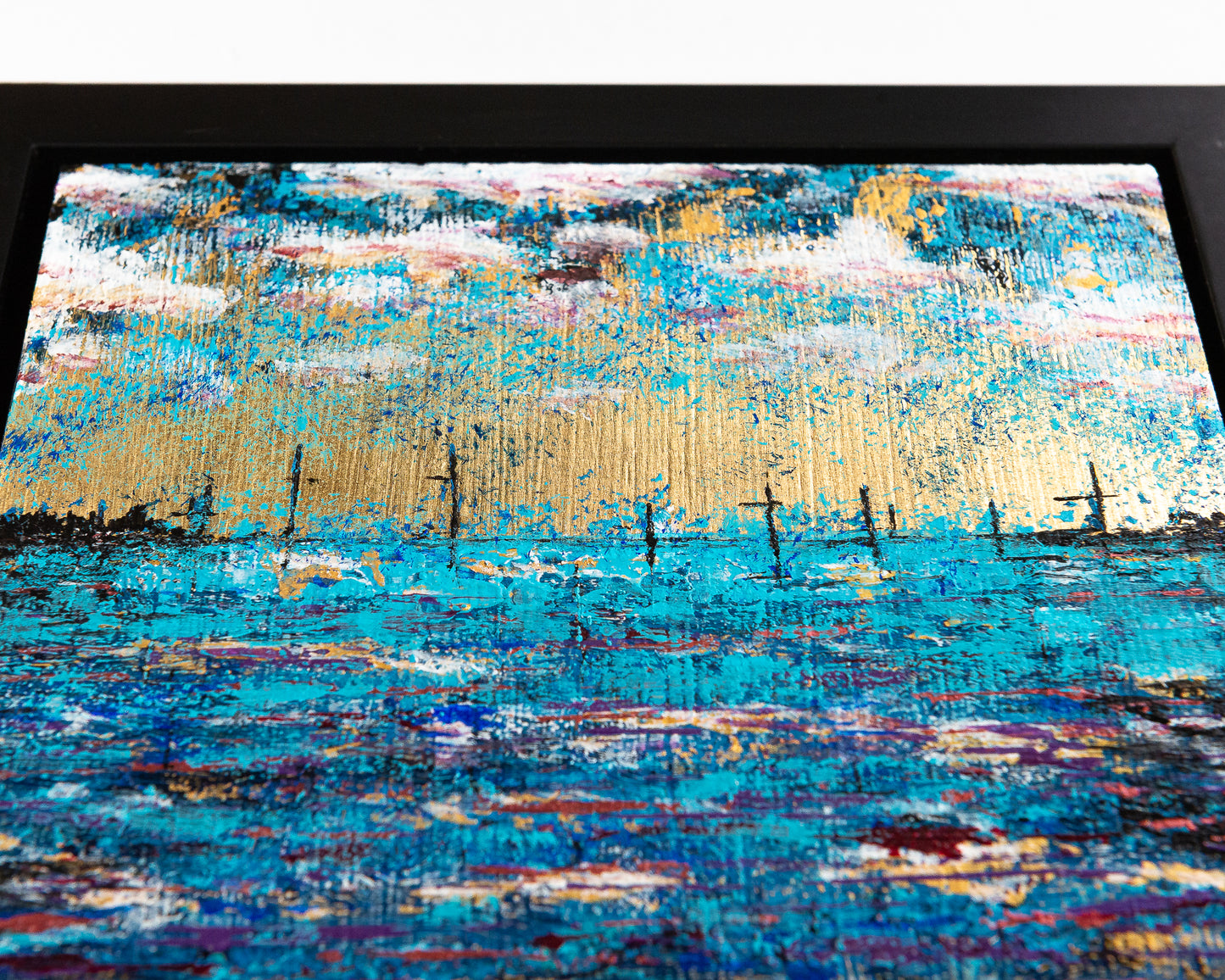 Fractured Light, 8x10" Wood Panel in handmade frame
