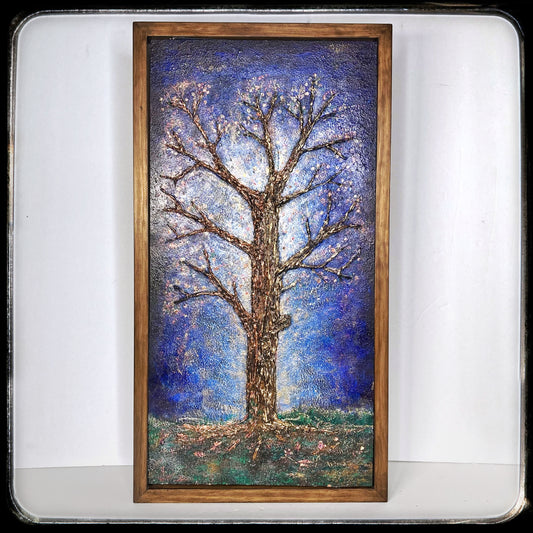 The Guardian. 12x24" Wood Panel in handmade frame