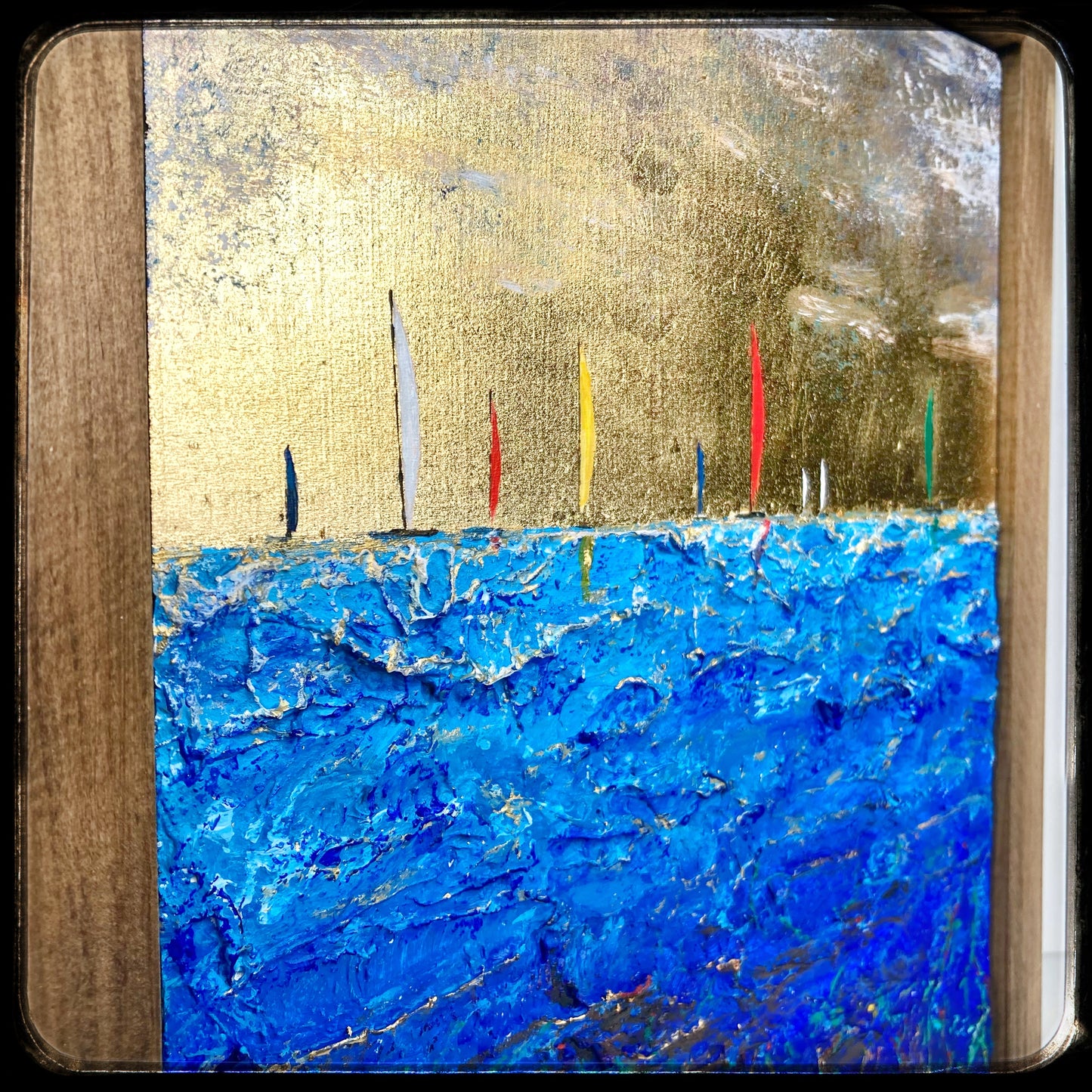 Serene Above The Hidden Deep, 9x12" Wood Panel in handmade frame