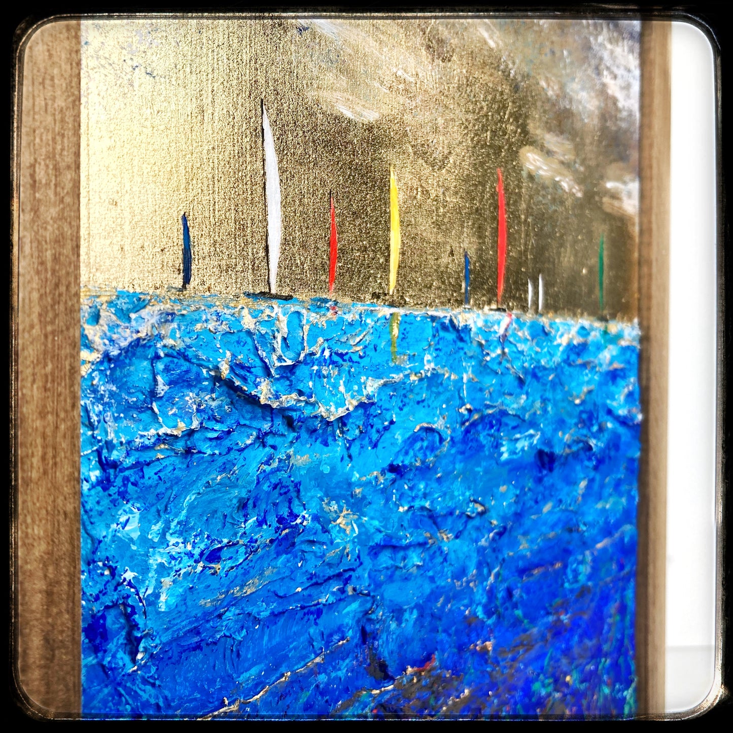 Serene Above The Hidden Deep, 9x12" Wood Panel in handmade frame