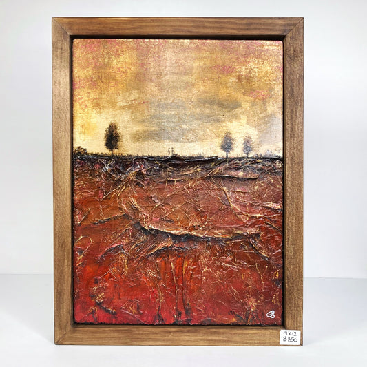 Our Roots Run Deep, 9x12" Wood Panel in handmade frame
