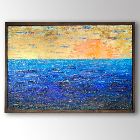 Beneath and Beyond 24x36" Wood Panel in handmade frame