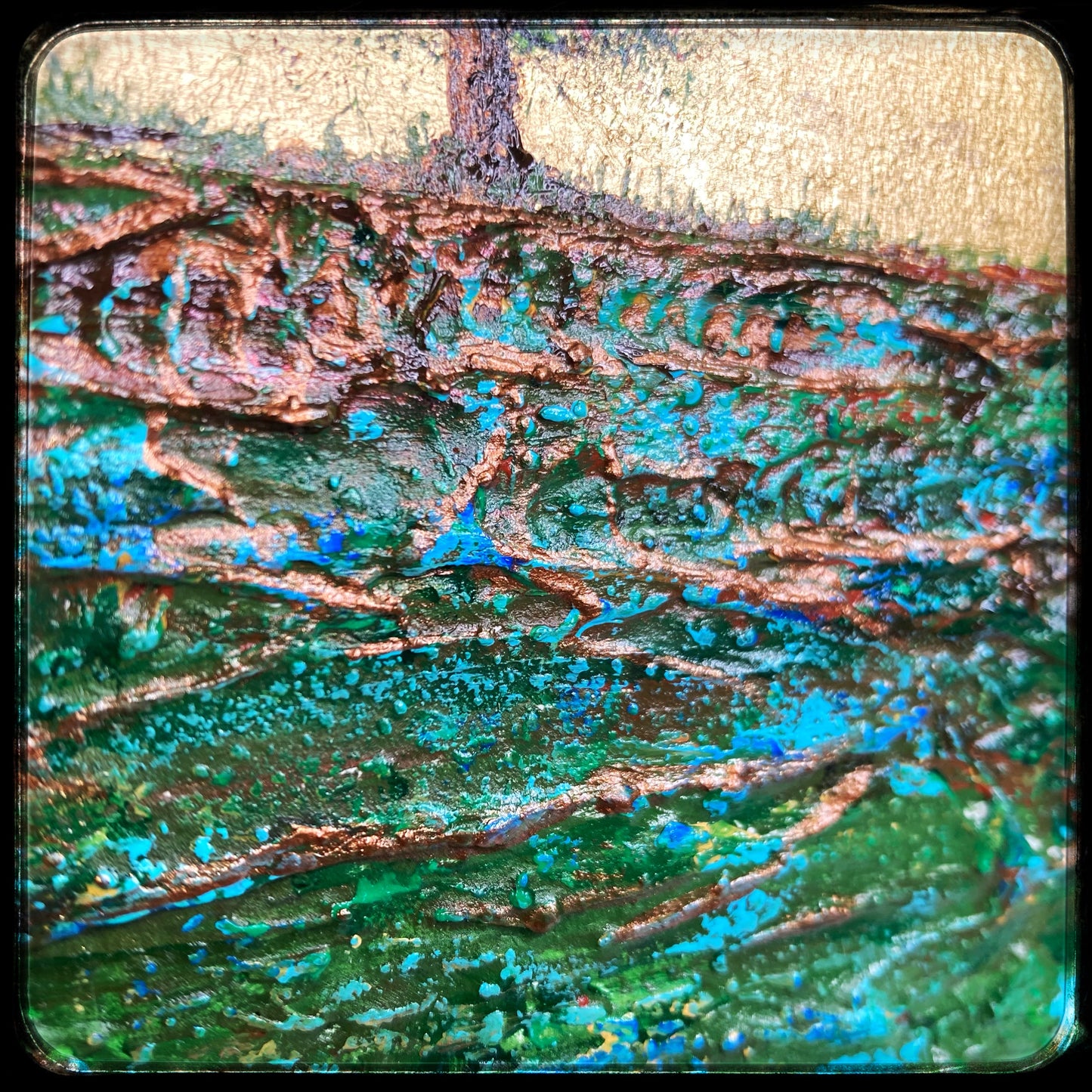 Give and Take, 9x12" Wood Panel in handmade frame