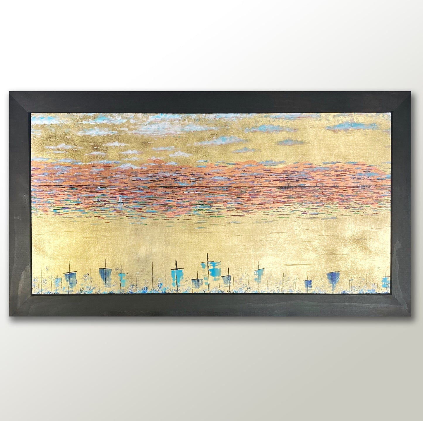 Between States. 12x24" Wood Panel in handmade frame