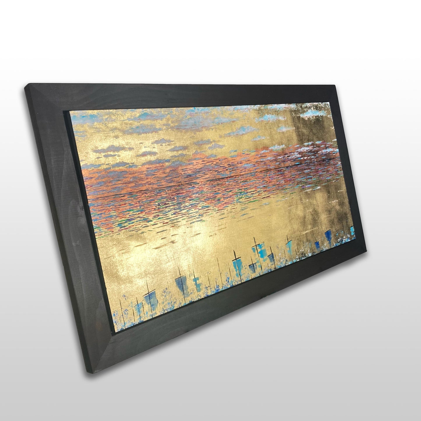 Between States. 12x24" Wood Panel in handmade frame
