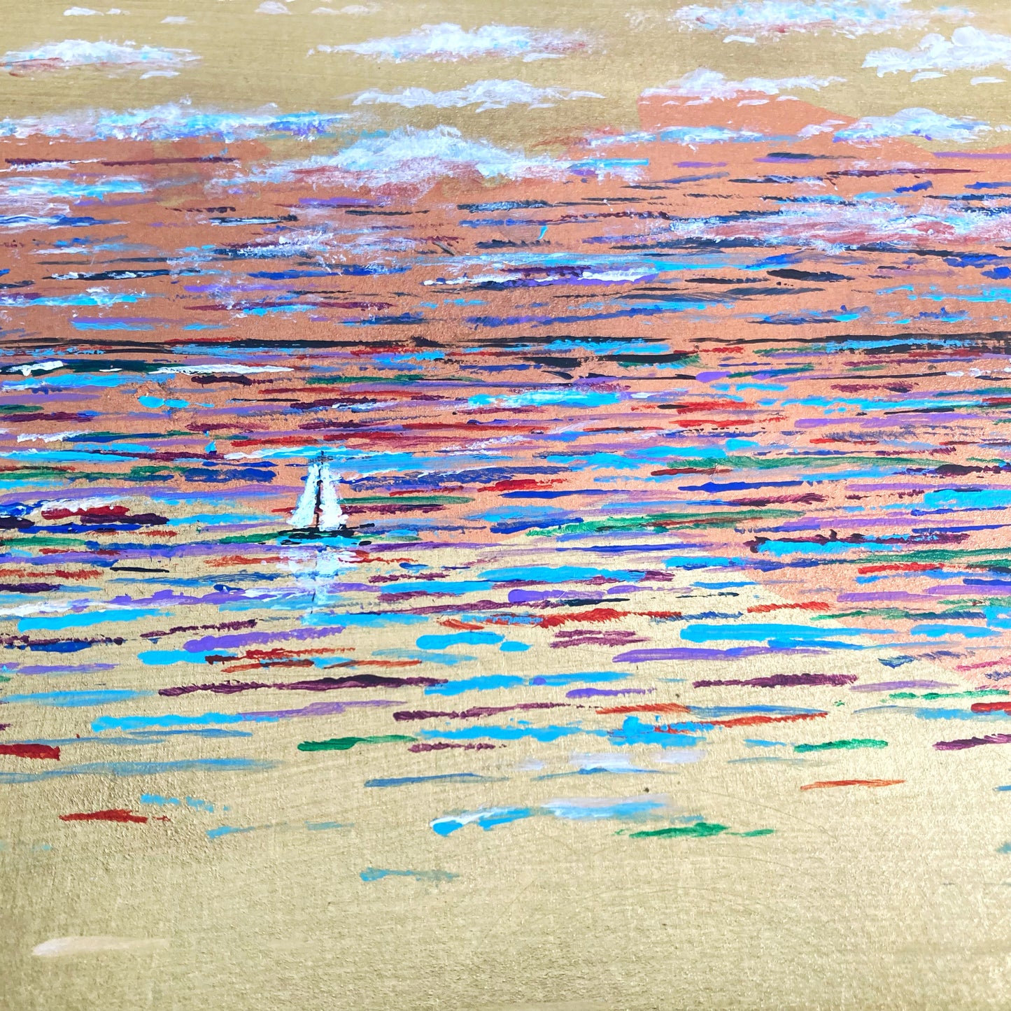 Between States. 12x24" Wood Panel in handmade frame