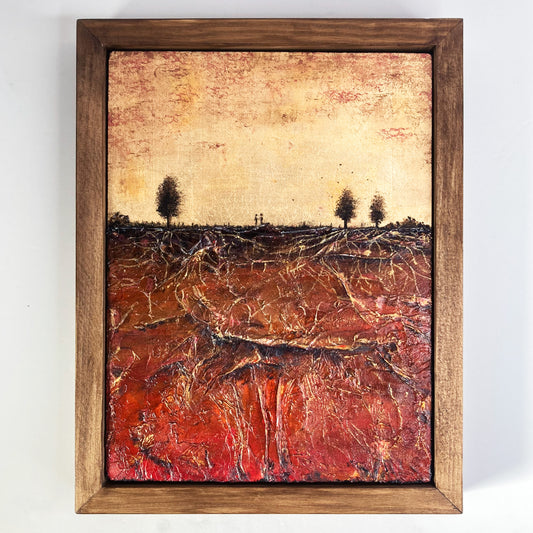 Our Roots Run Deep, 9x12" Wood Panel in handmade frame