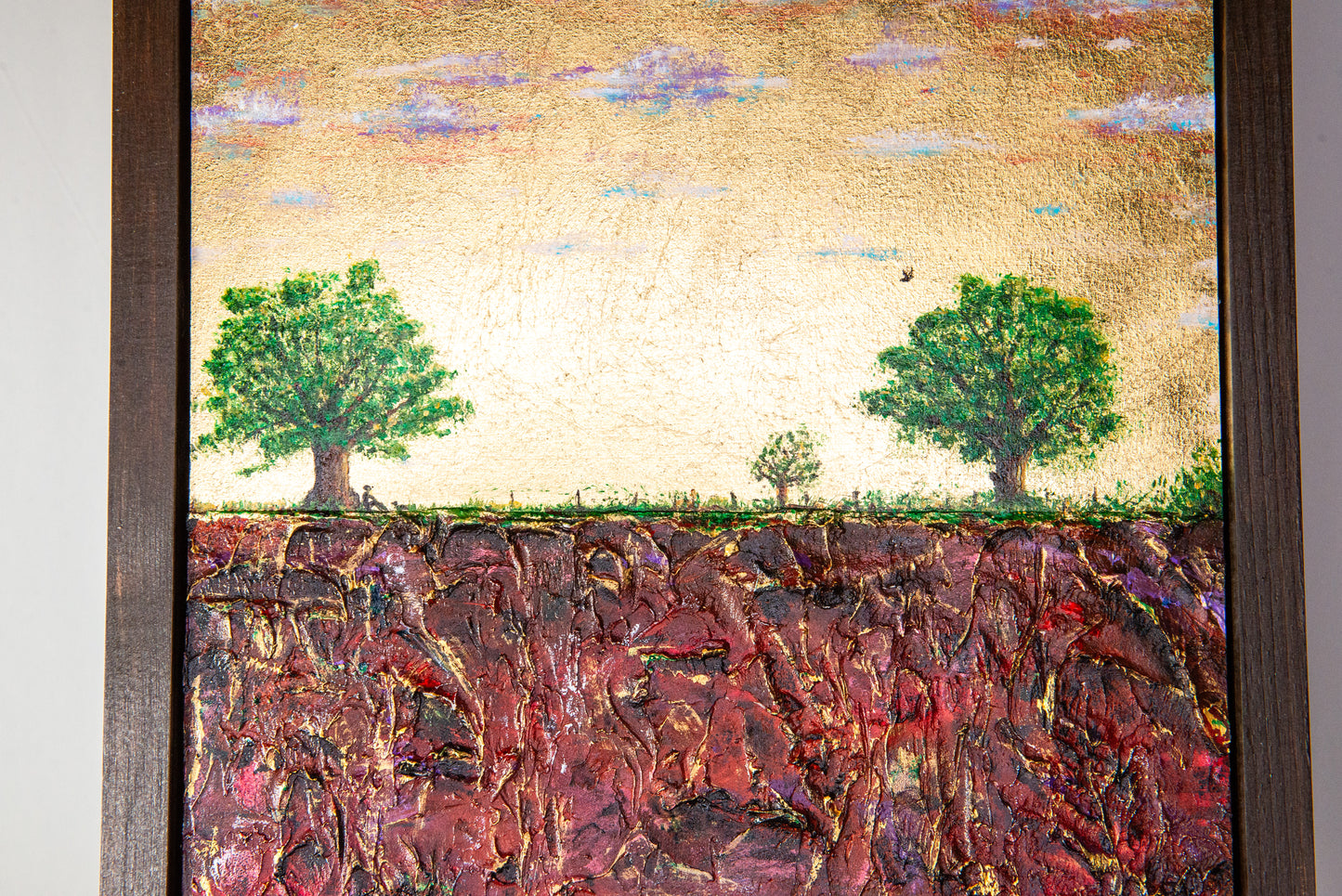 The Resting Place, 12x24" - Wood Panel in handmade frame