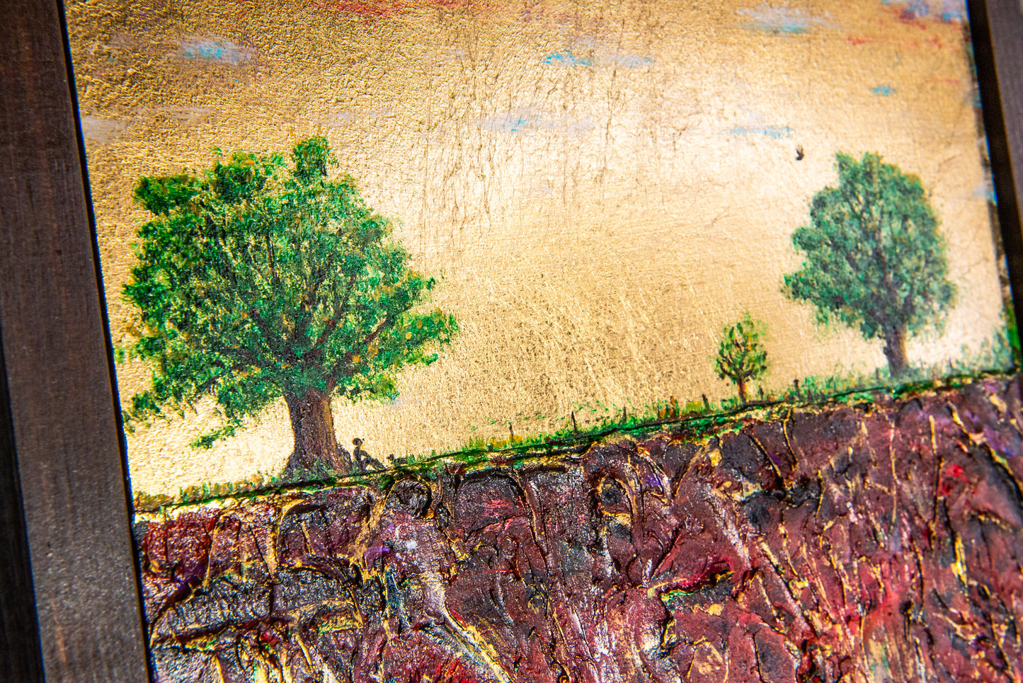 The Resting Place, 12x24" - Wood Panel in handmade frame