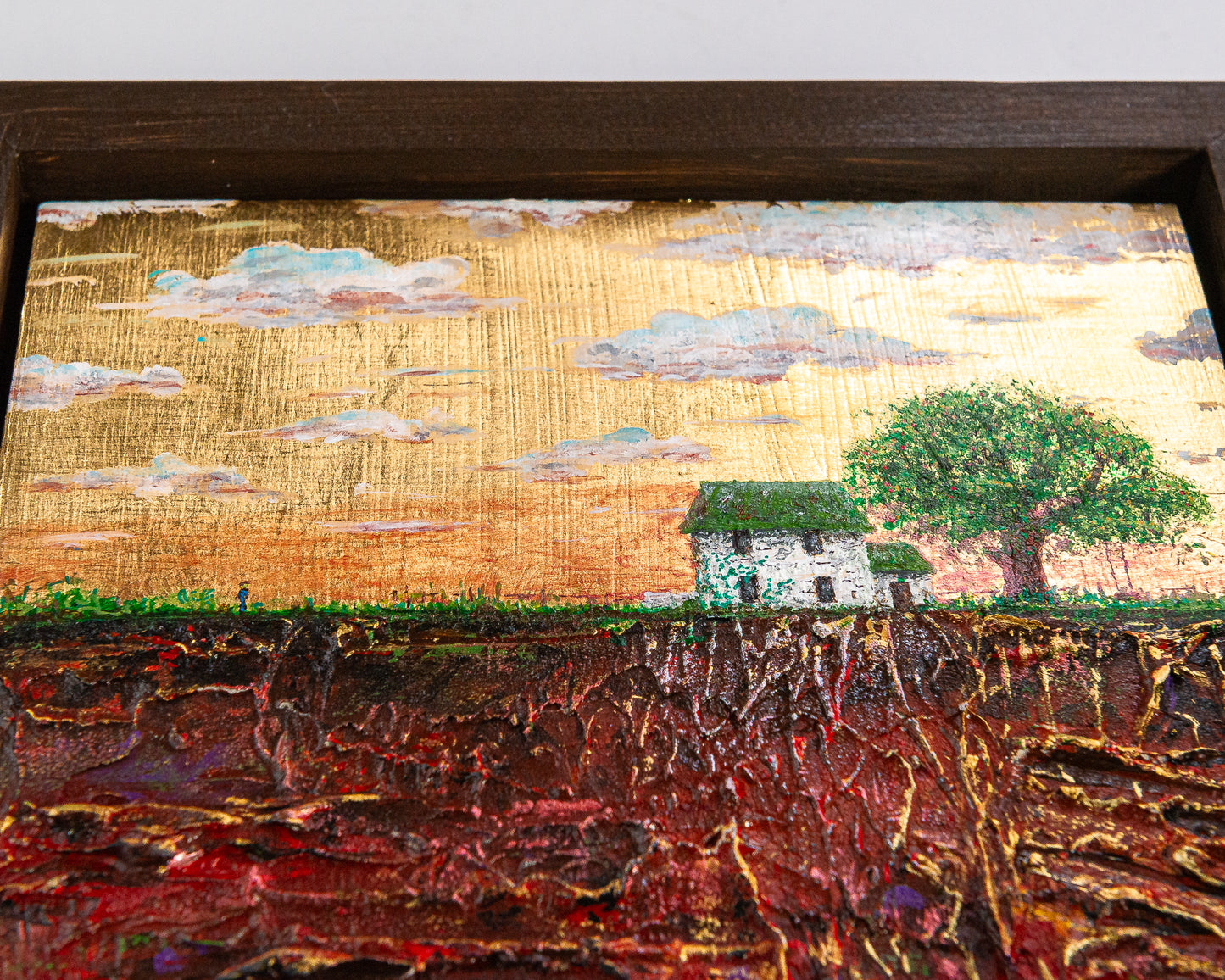 The House That Waits, 8x10" Wood Panel in handmade frame