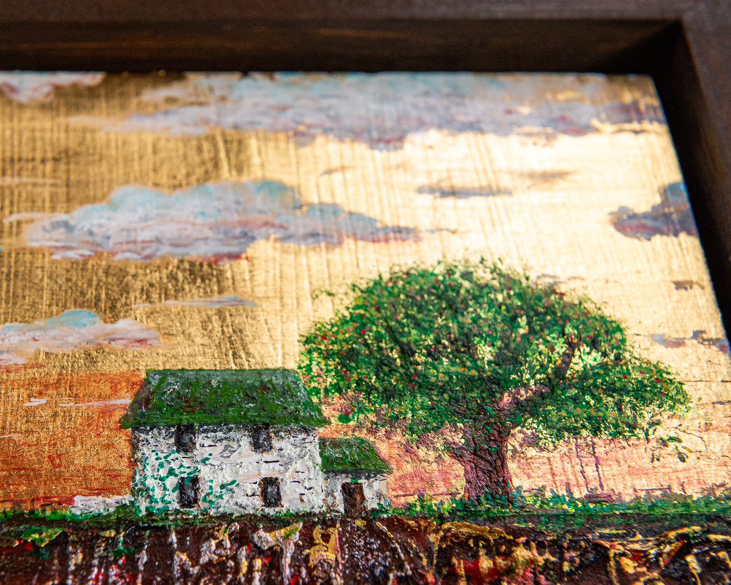 The House That Waits, 8x10" Wood Panel in handmade frame