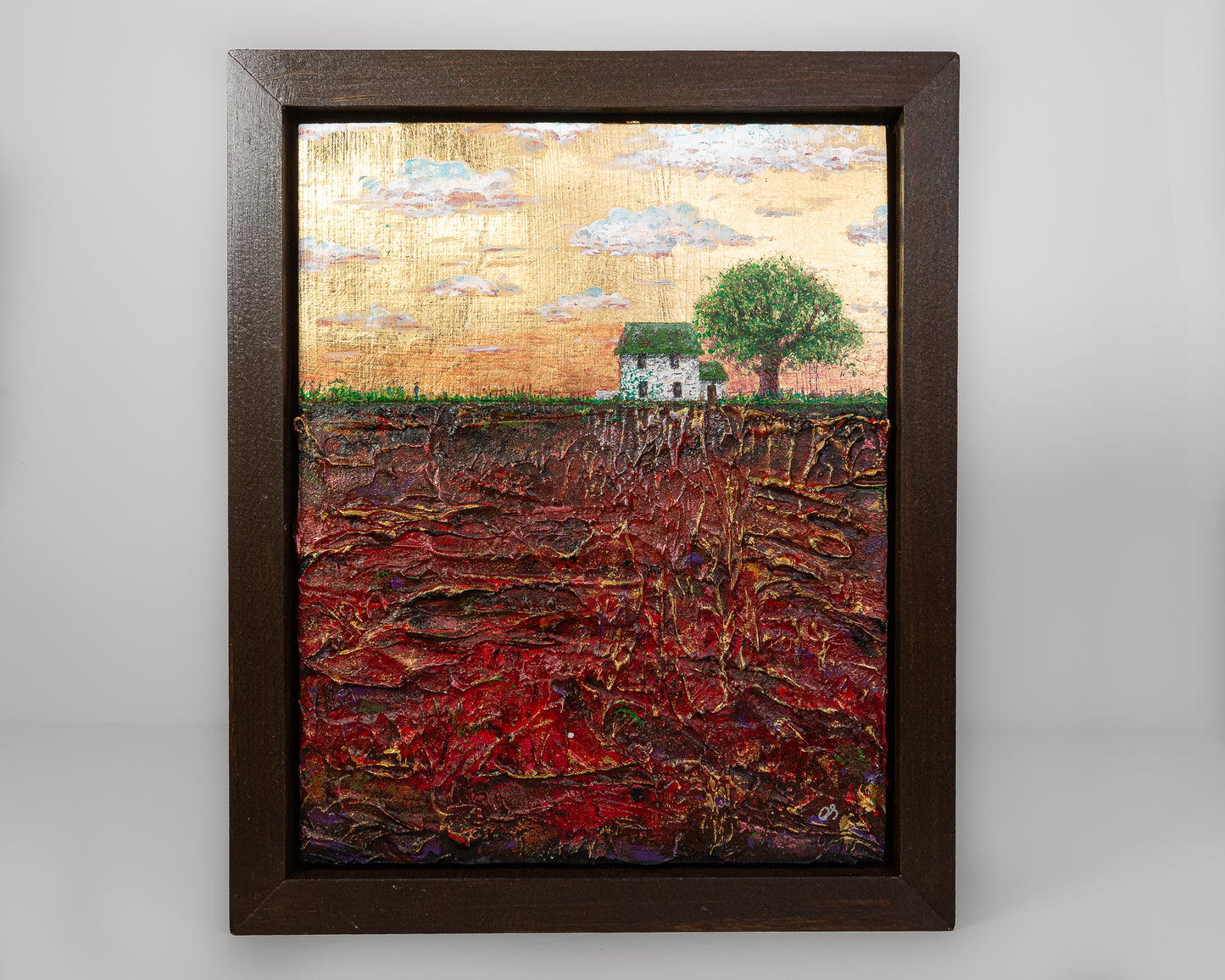The House That Waits, 8x10" Wood Panel in handmade frame