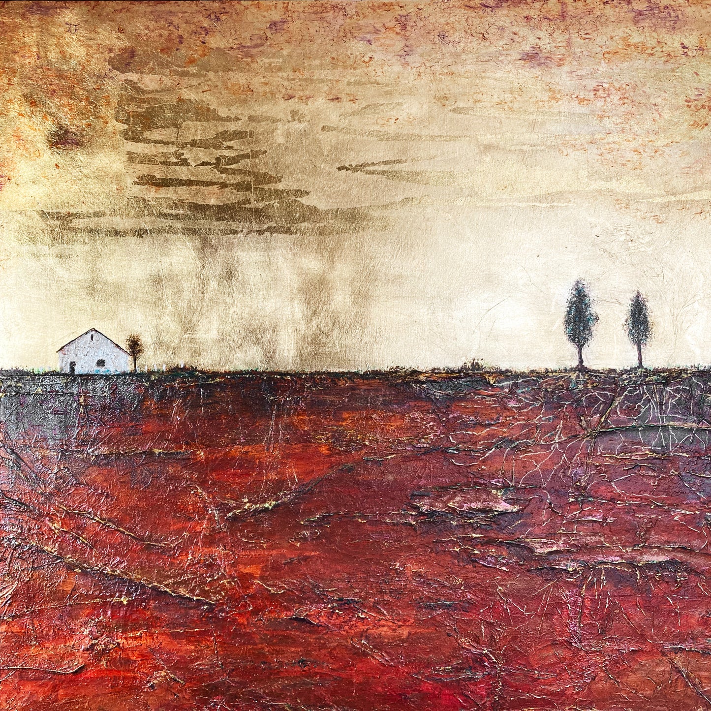Beneath Our Brief Tread, 24x36" Wood Panel in handmade frame