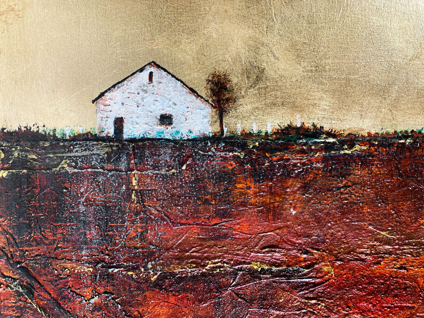 Beneath Our Brief Tread, 24x36" Wood Panel in handmade frame