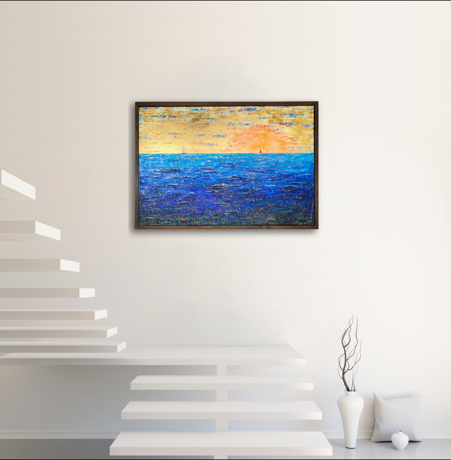 Beneath and Beyond 24x36" Wood Panel in handmade frame