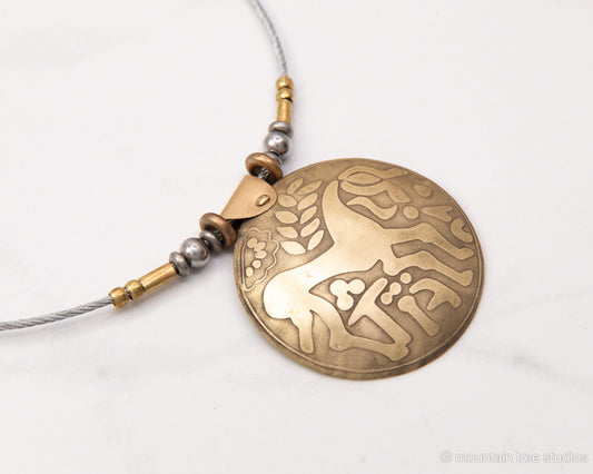 Etched Iceni Horse Coin design, in brass