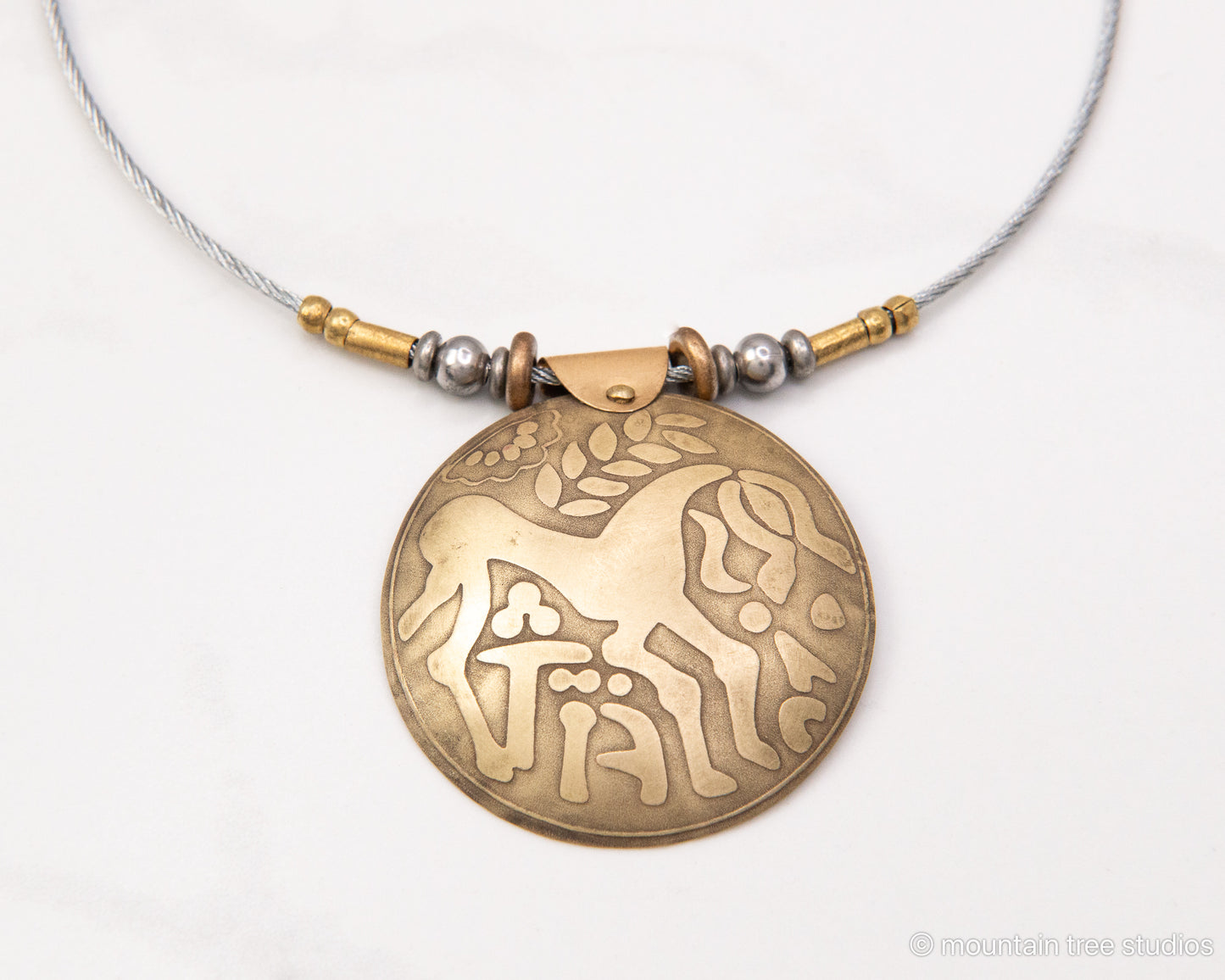 Etched Iceni Horse Coin design, in brass