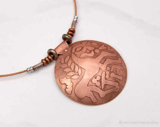 Etched Iceni Horse Coin design, in copper