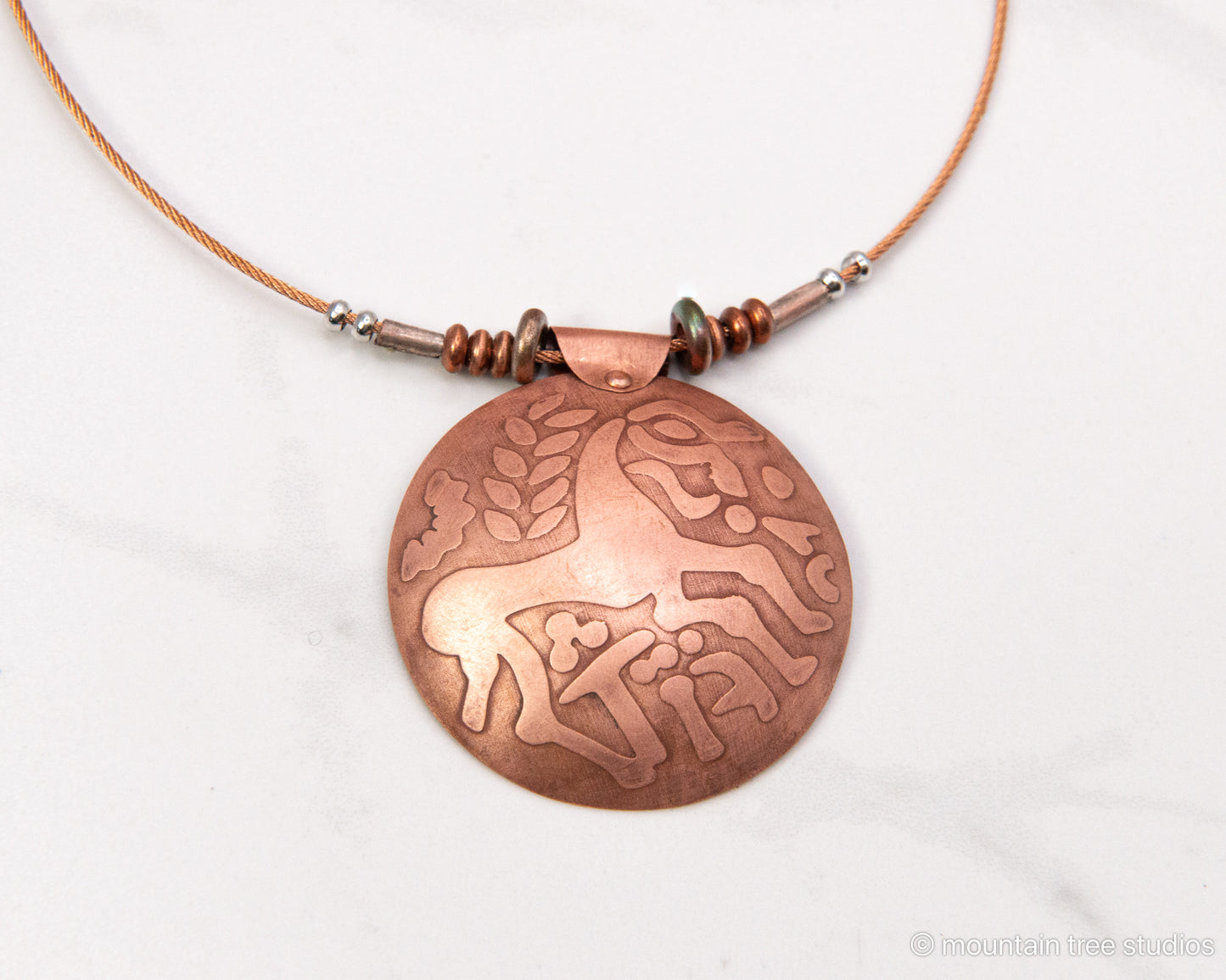 Etched Iceni Horse Coin design, in copper