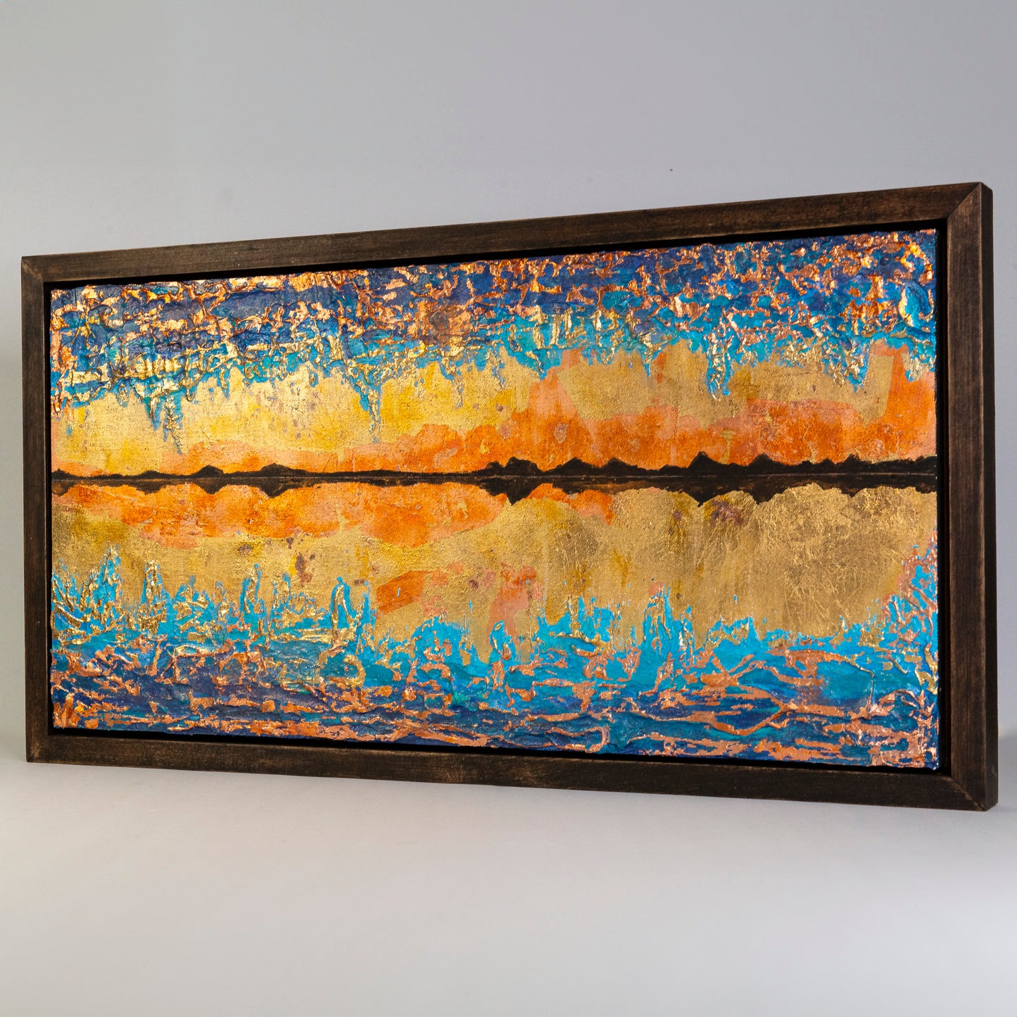 Fire and Ice. 12x24" Framed Wood Panel.