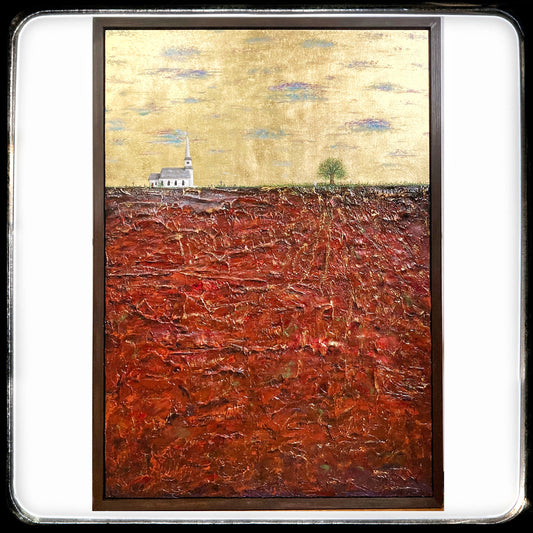 The Memory Keeper, 24x36" Wood Panel in handmade frame