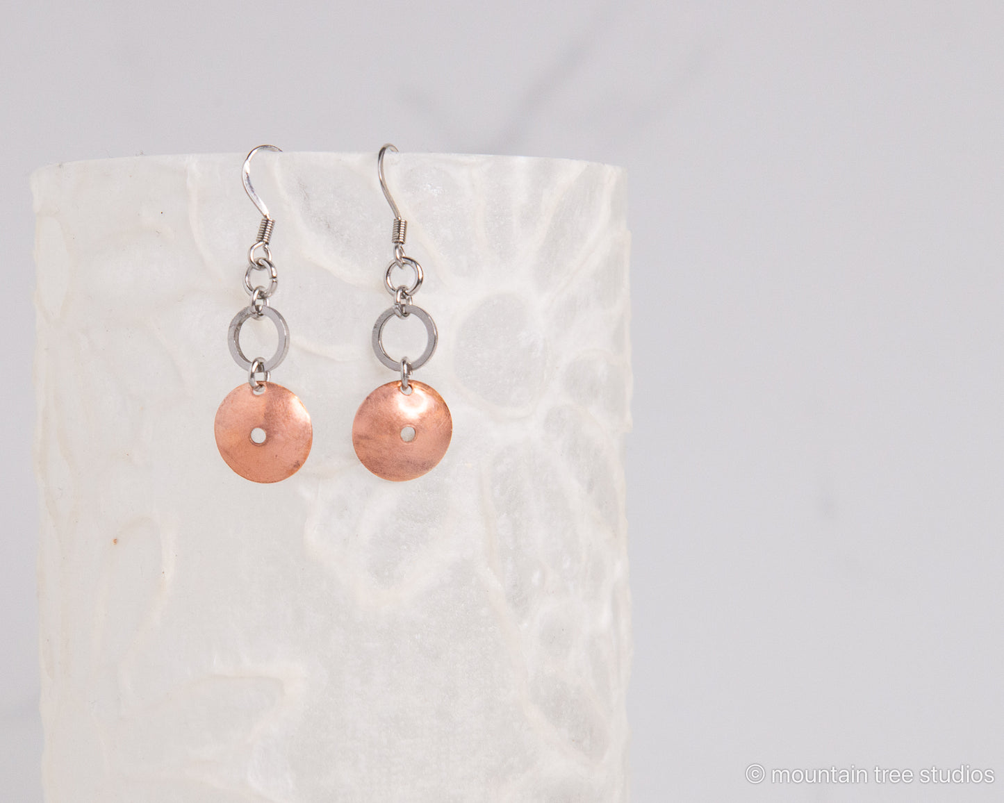 Minidome Dangles Earrings - copper or bronze.