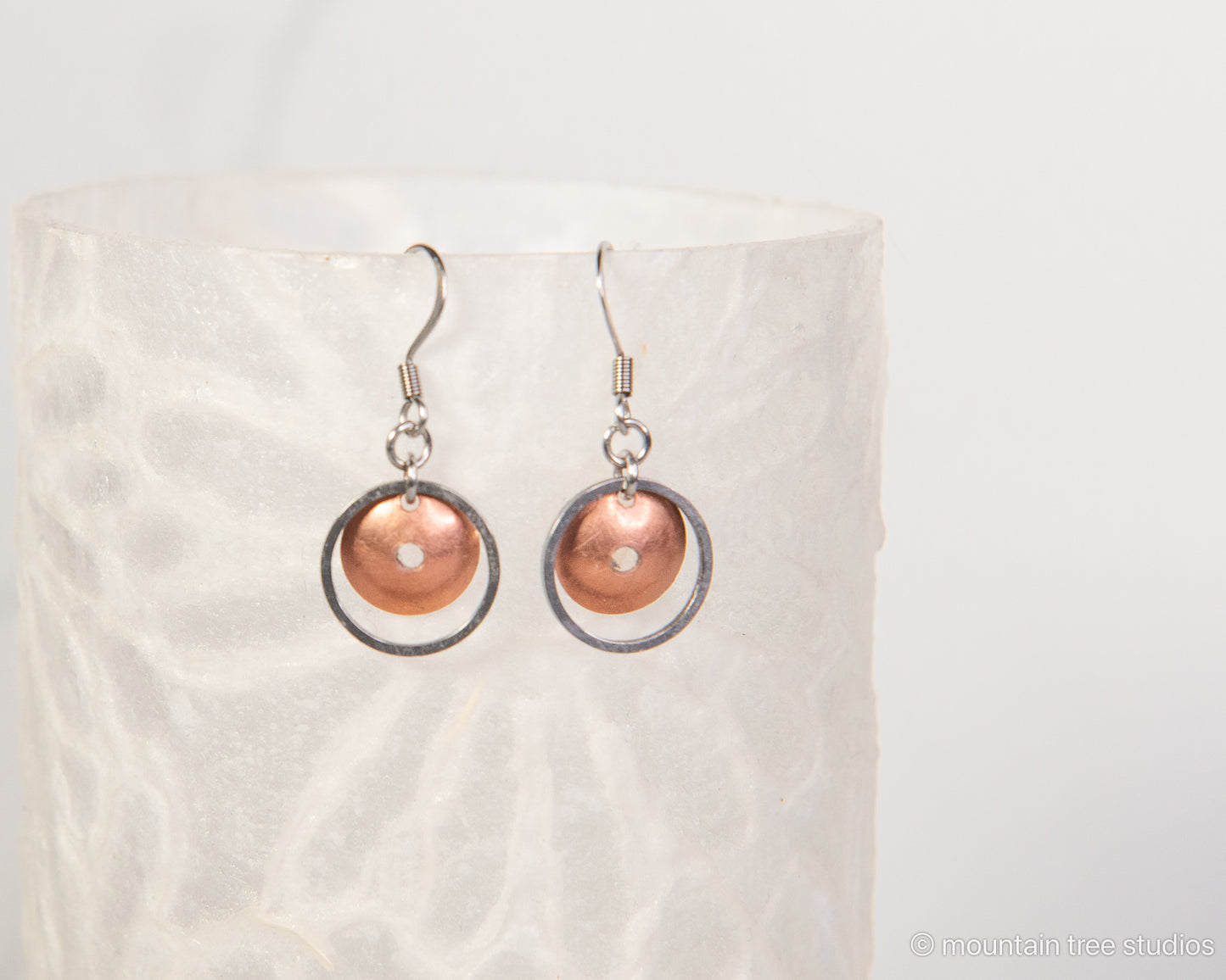 Skylight Minidome Earrings - copper or bronze.
