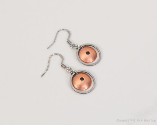 Skylight Minidome Earrings - copper or bronze.