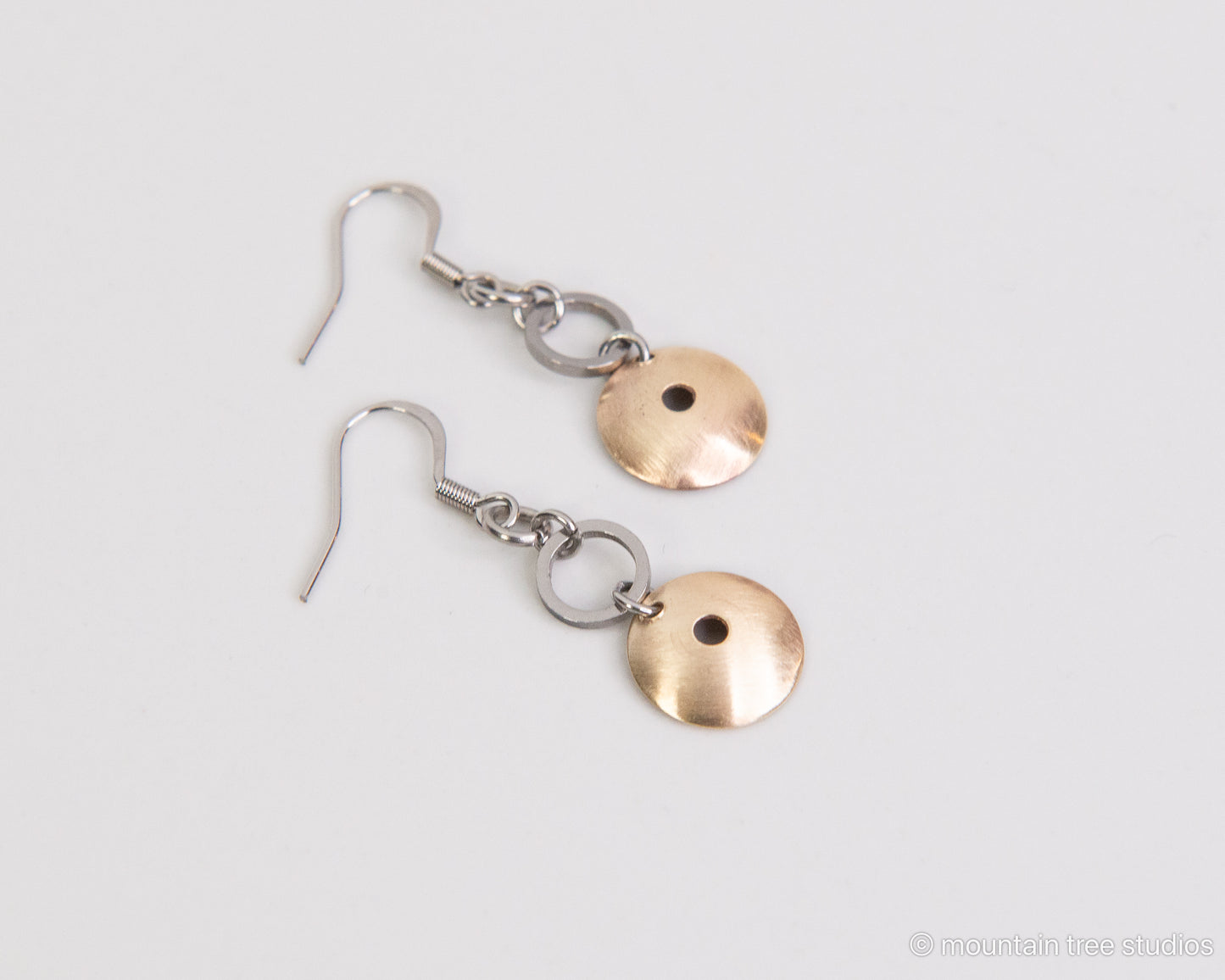 Minidome Dangles Earrings - copper or bronze.