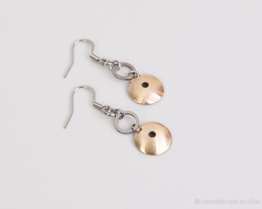 Minidome Dangles Earrings - copper or bronze.