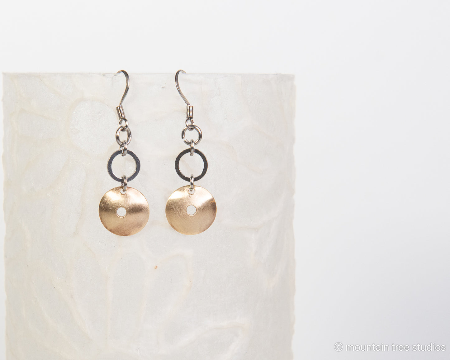 Minidome Dangles Earrings - copper or bronze.