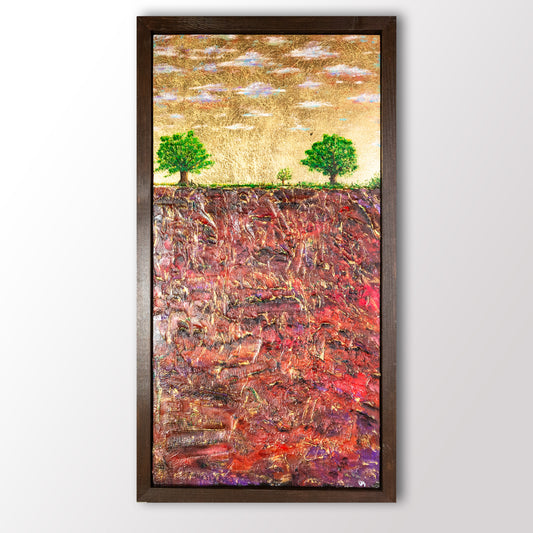 The Resting Place, 12x24" - Wood Panel in handmade frame