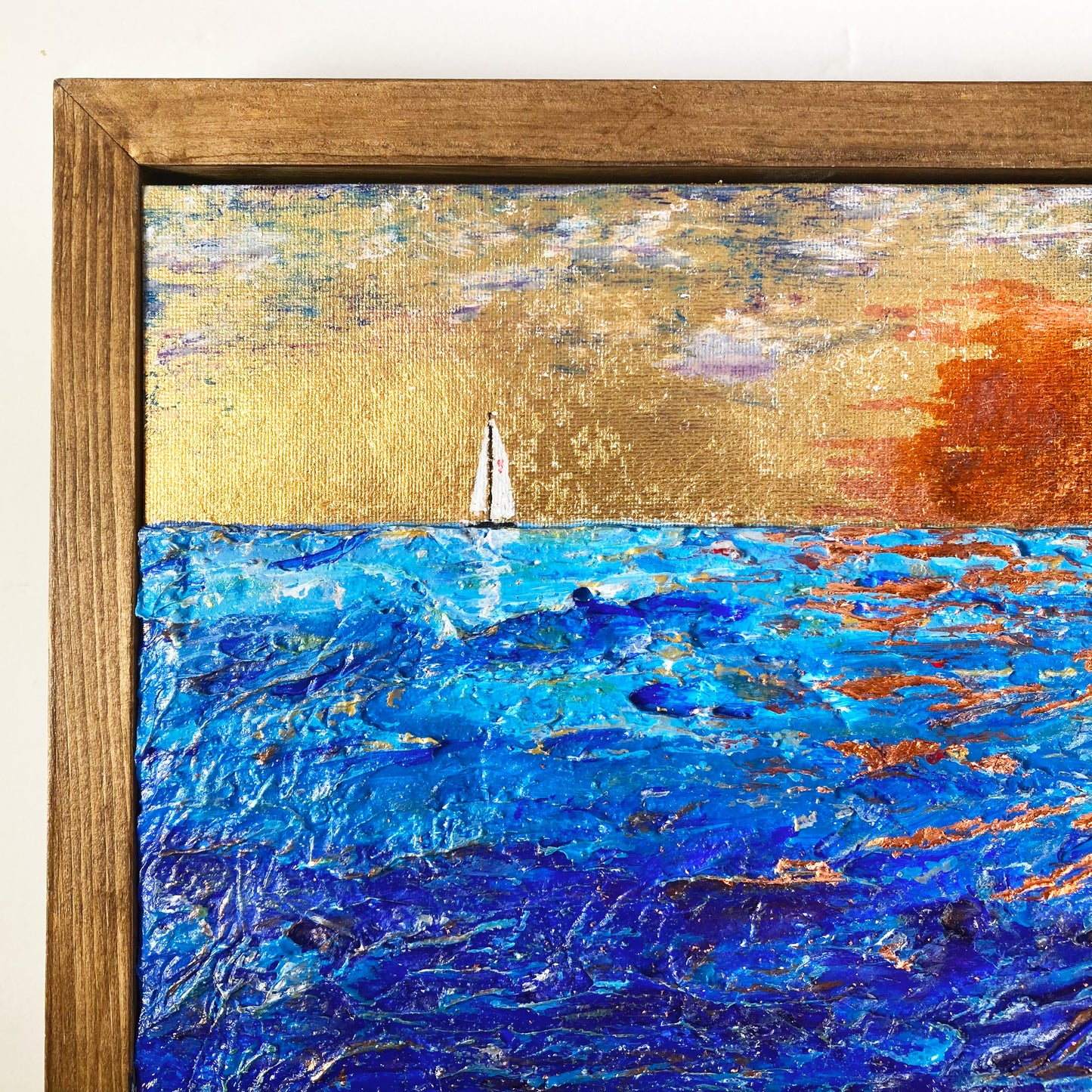 Tranquility and Turmoil, 9x12" Wood Panel in handmade frame