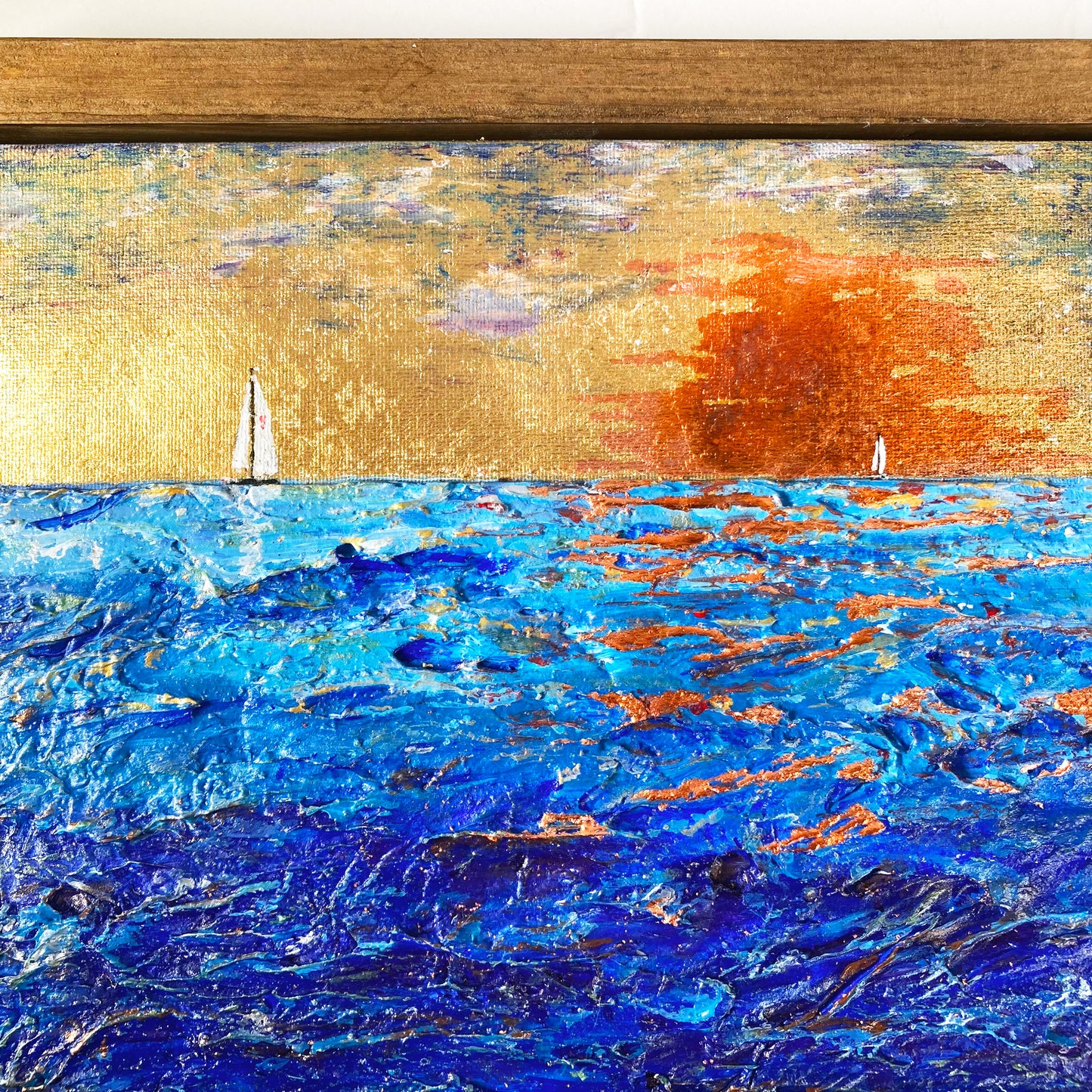 Tranquility and Turmoil, 9x12" Wood Panel in handmade frame