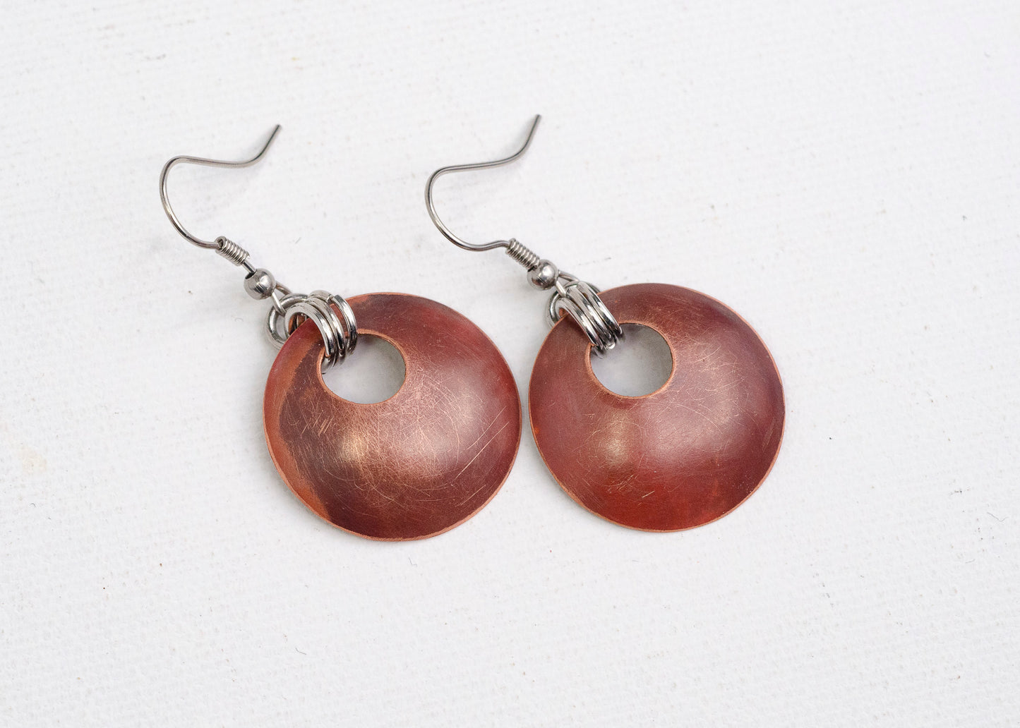 Aperture Earrings Patinated Copper